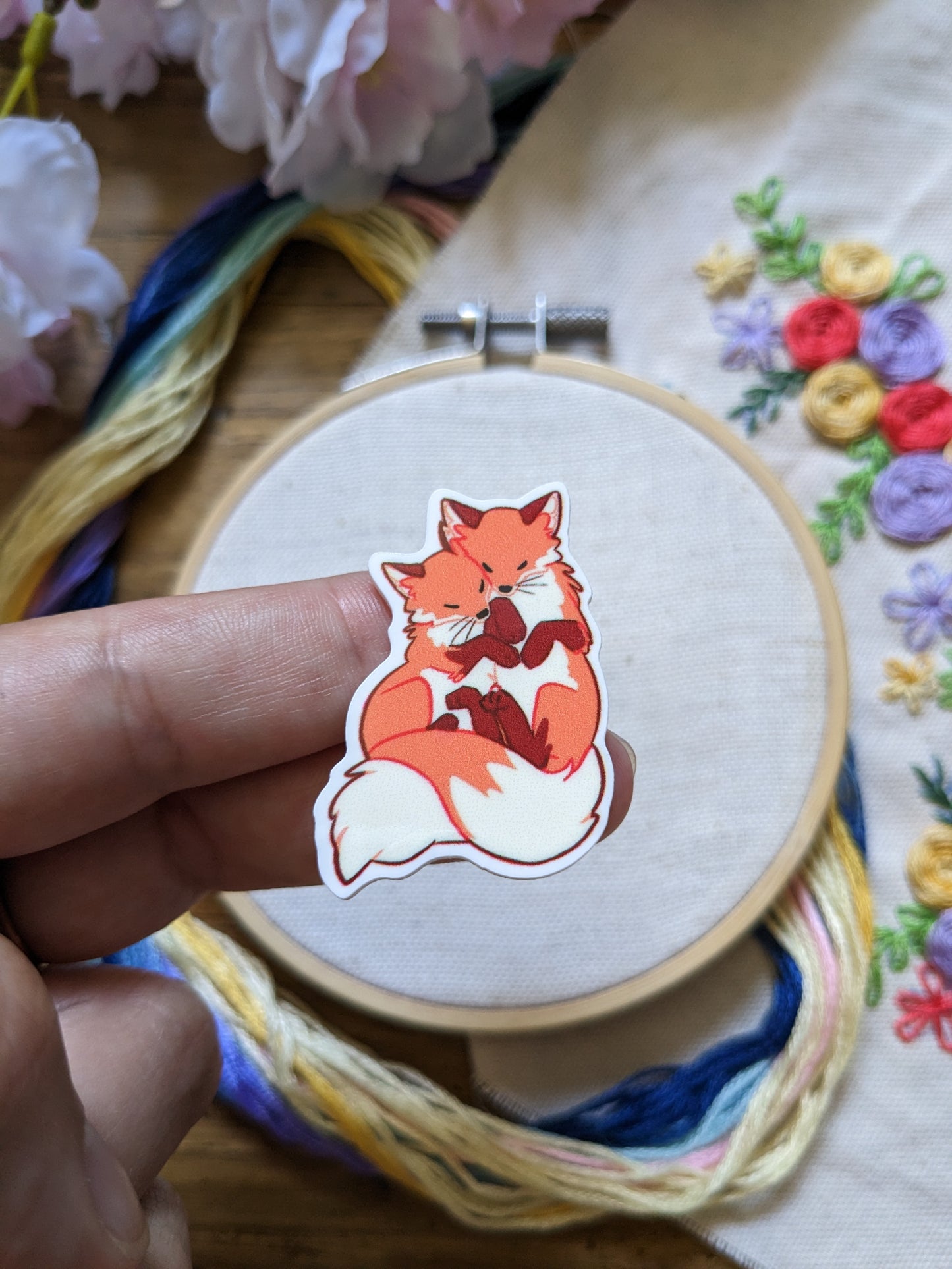 Magnetic needle holder / needle minder "Fox cuddle", "Sunflower", "Strawberry lemonade" or "Autumn leaves"