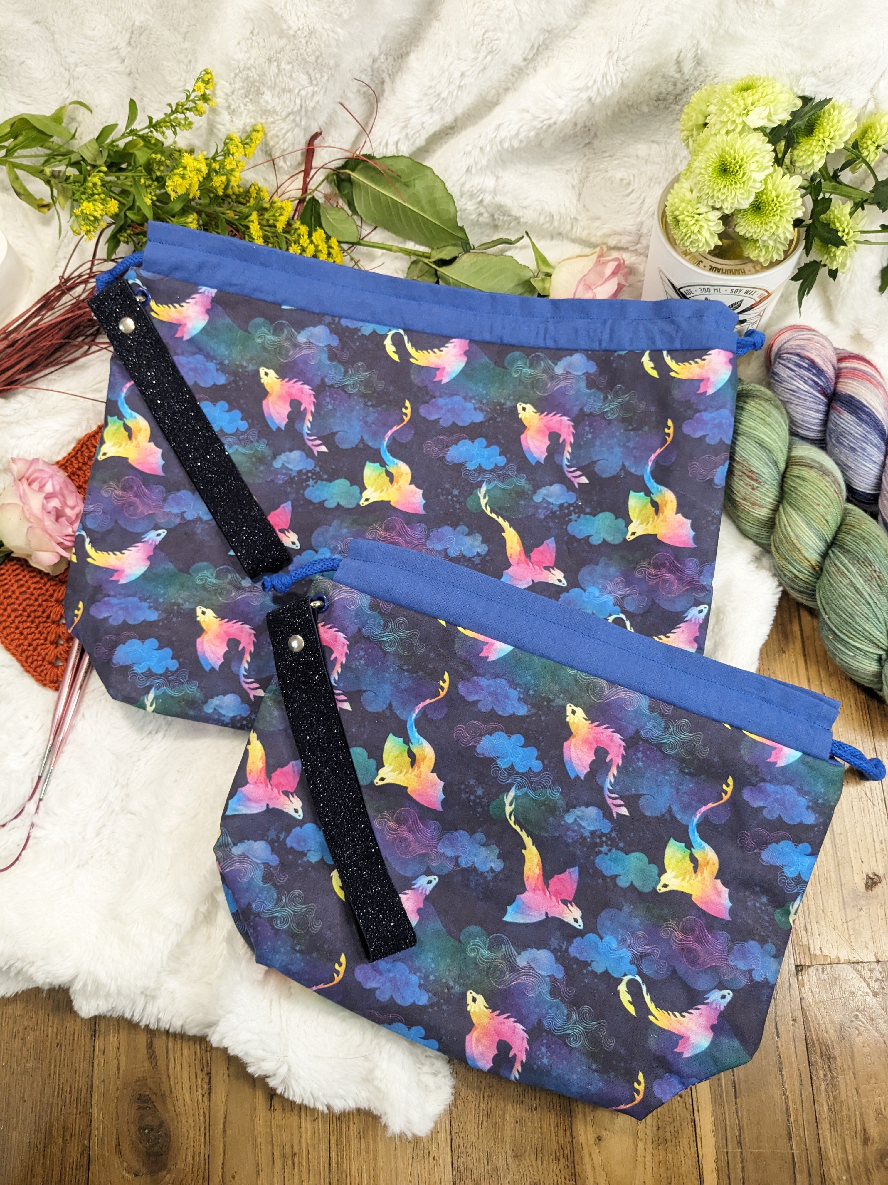 Sac projet Basic Dragons arc en ciel PetiteCouseuseAndCo