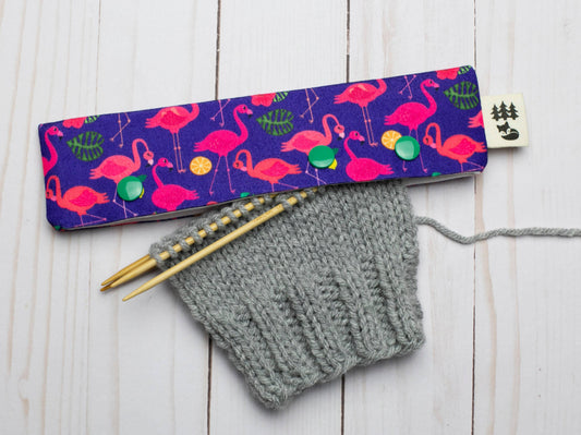 Étui pour aiguilles à chaussettes et DPN, motif Flamingo