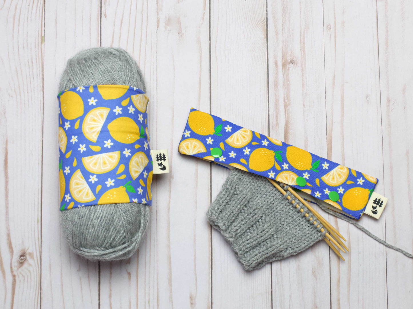 Étui pour aiguilles à chaussettes et DPN motif Citrons