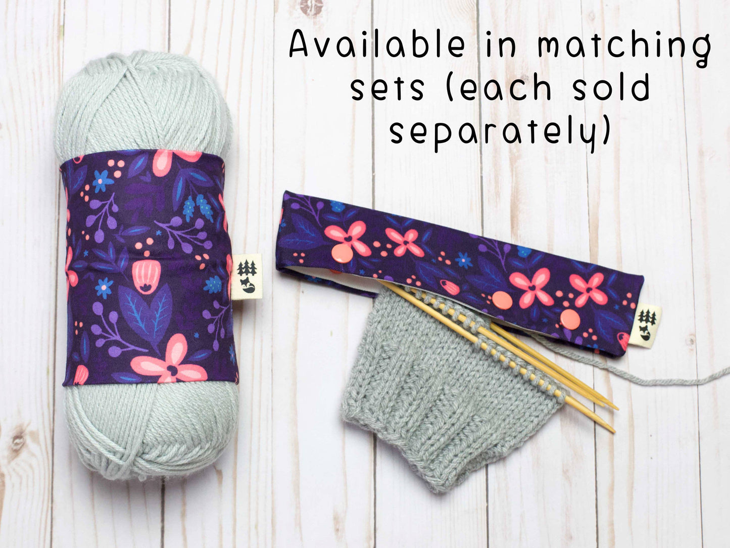 Étui pour aiguilles à chaussettes et DPN, motif Fleurs nocturnes