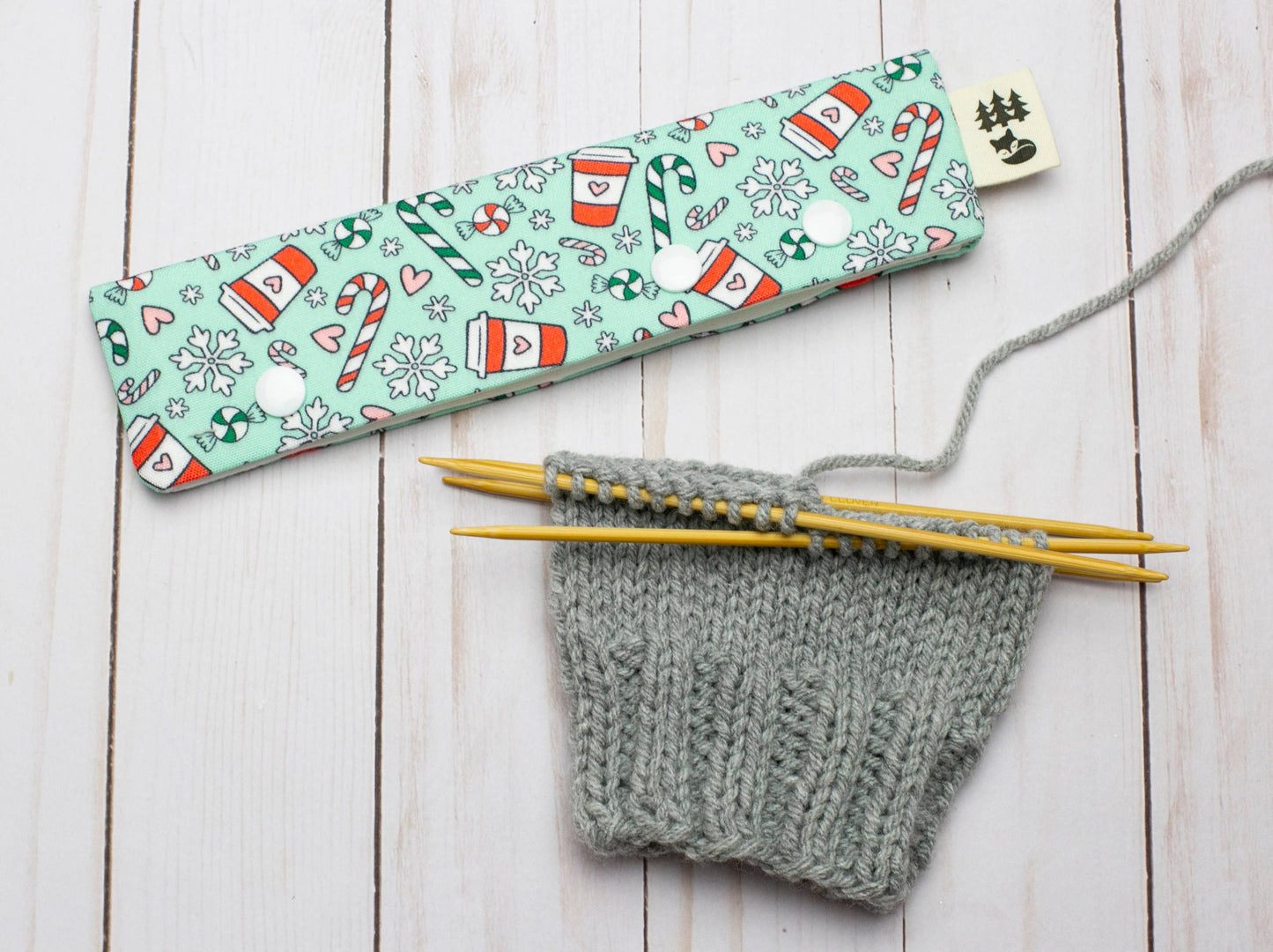 Étui pour aiguilles à chaussettes et DPN, motif Joyeux Noël