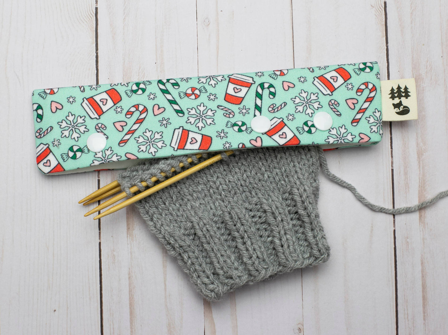 Étui pour aiguilles à chaussettes et DPN, motif Joyeux Noël