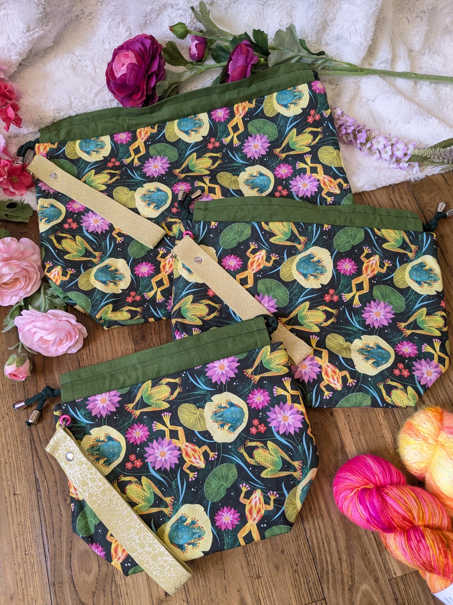 Sac à projet "Grenouilles et nénuphars"