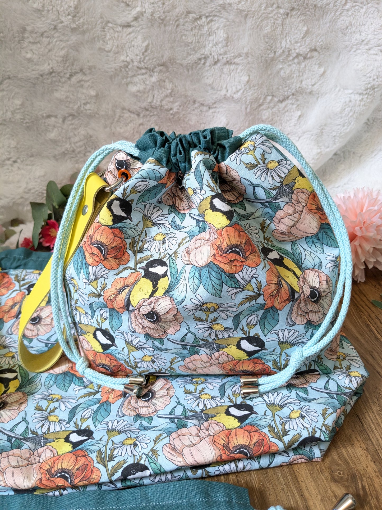 Sac à projet "Mésanges", imprimé Lixy illustration