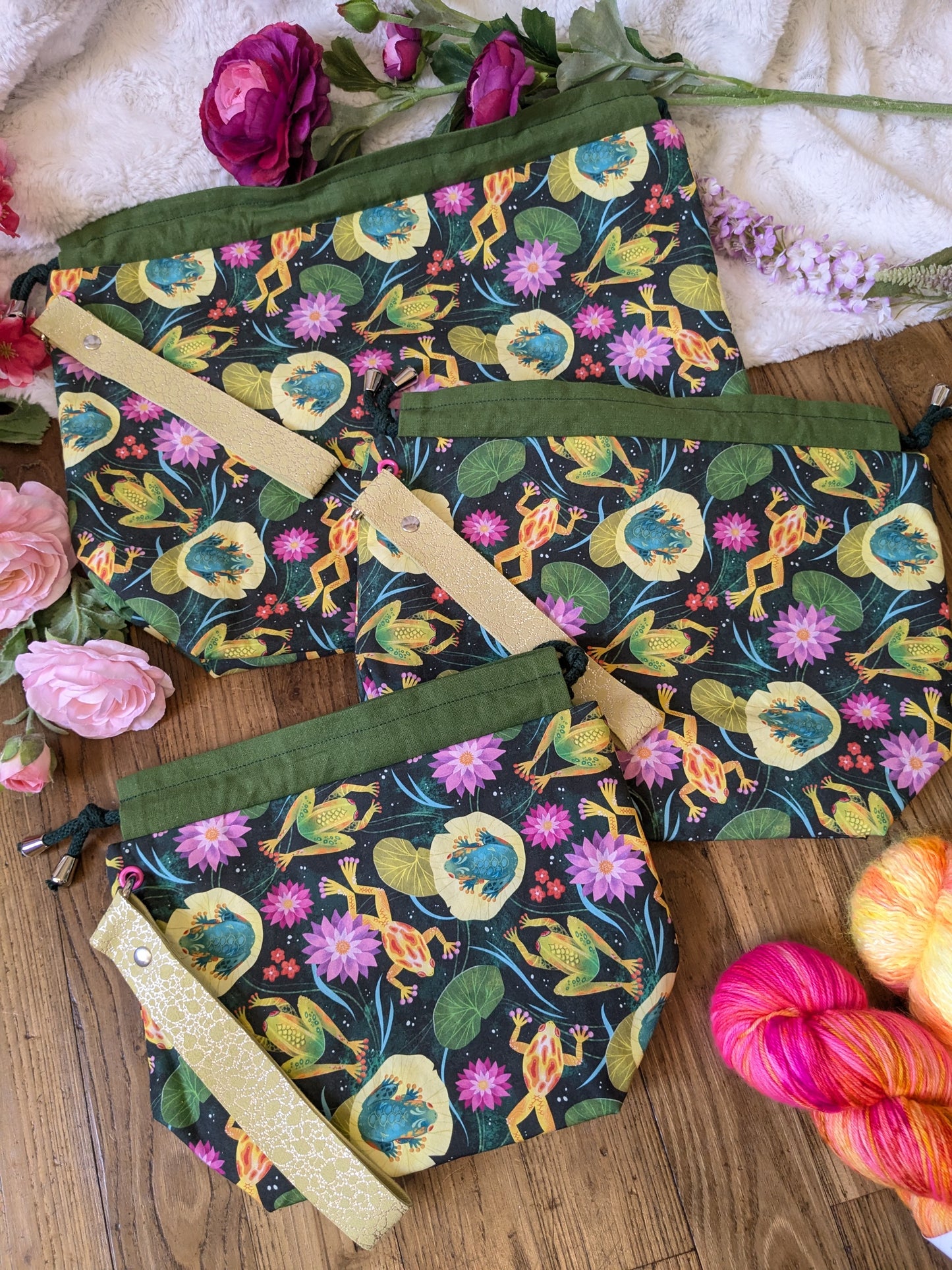 Sac à projet "Grenouilles et nénuphars"