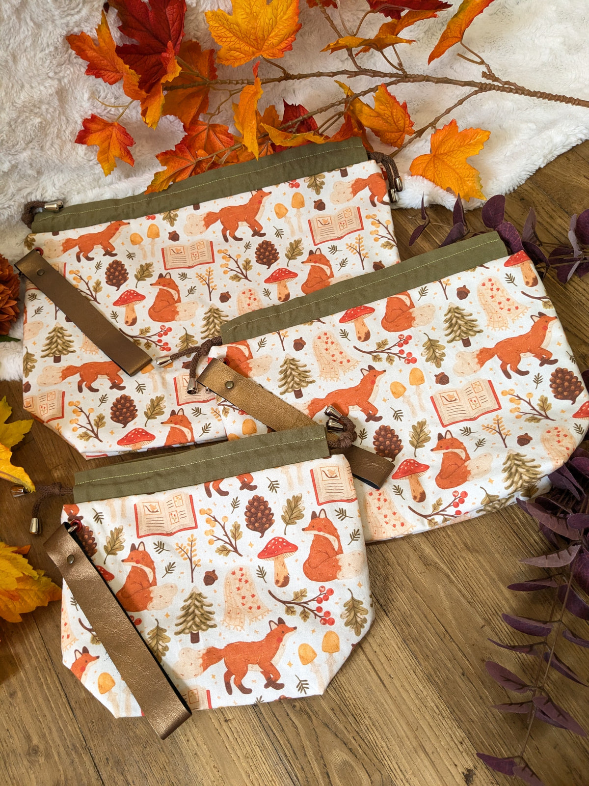 Sac à projet "Winter fox" motif Oh Jess Marie