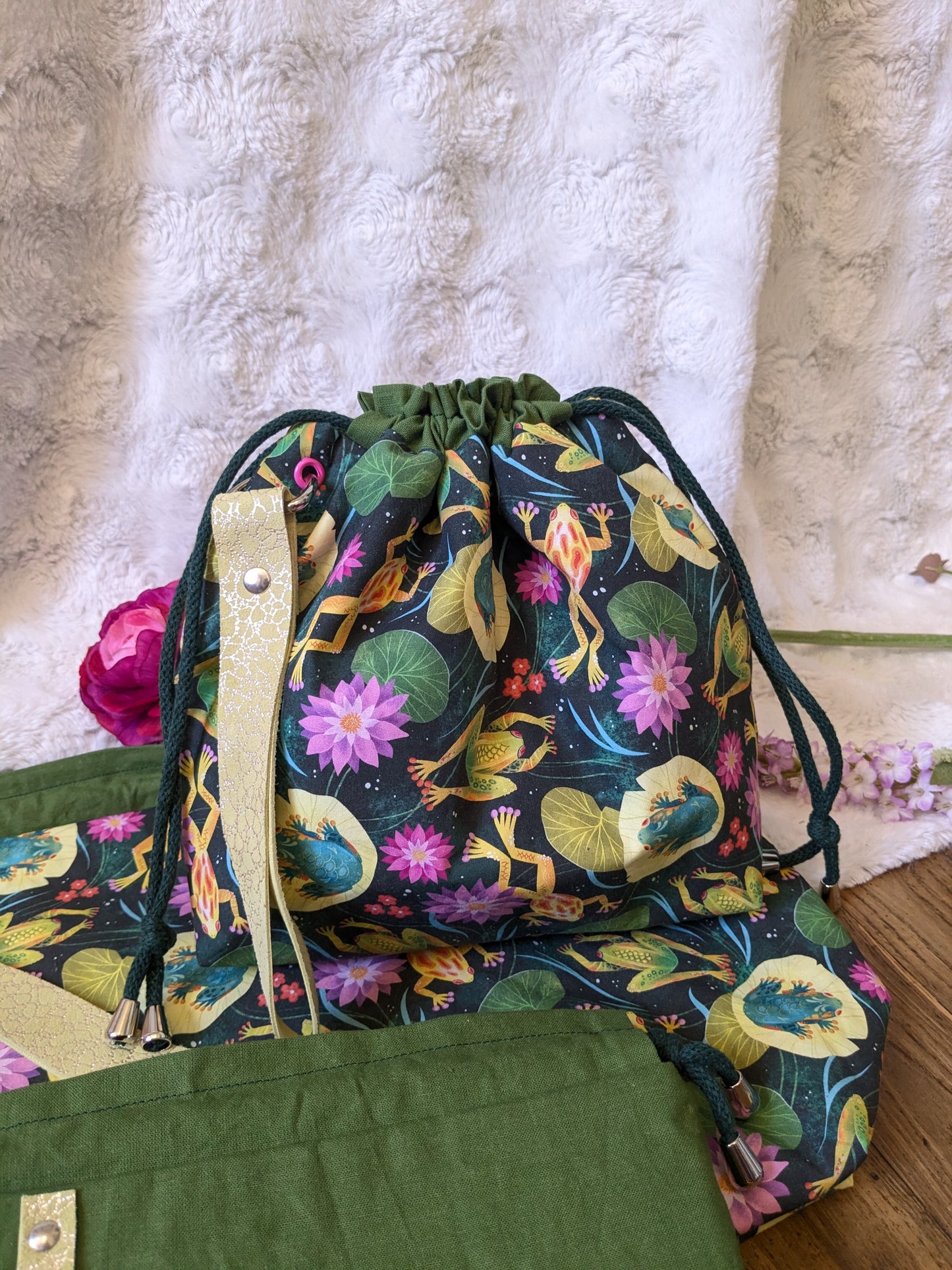 Sac à projet "Grenouilles et nénuphars"