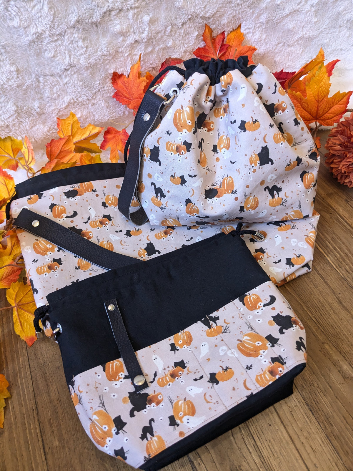 Sac à projet "Pumpkins and black cats"