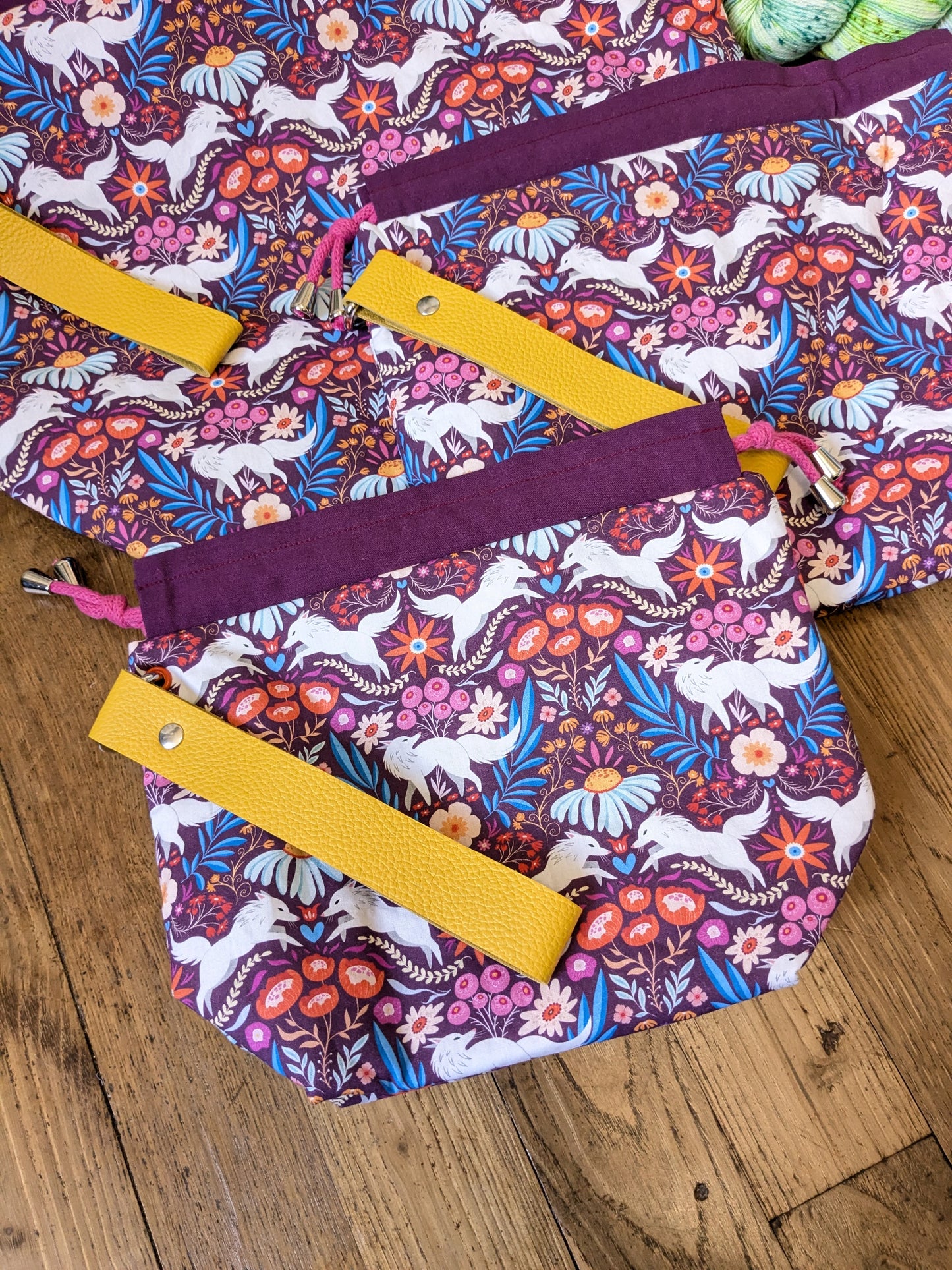 Sac à projet "Loups blancs" imprimé Lixy illustration