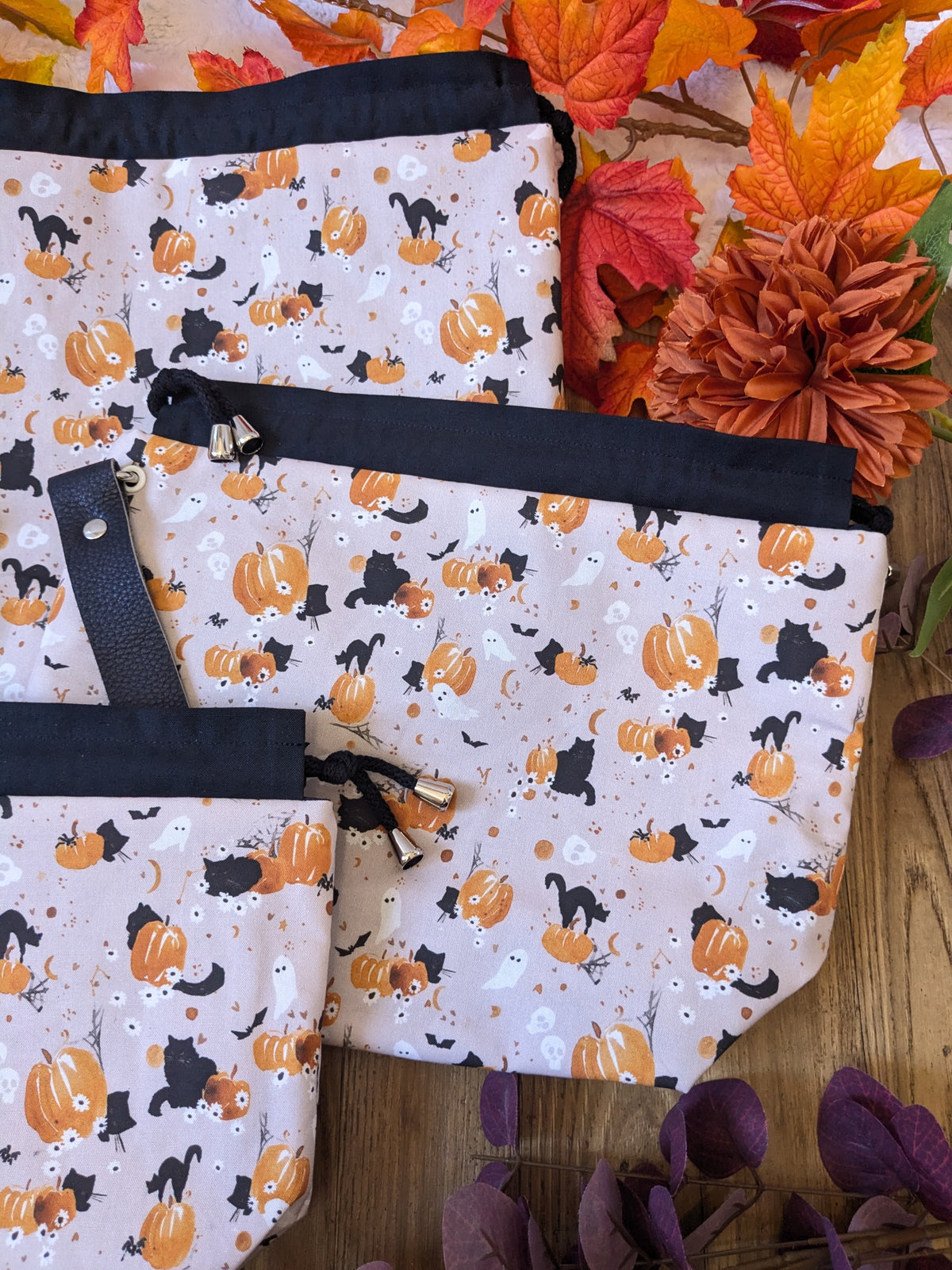 Sac à projet "Pumpkins and black cats"