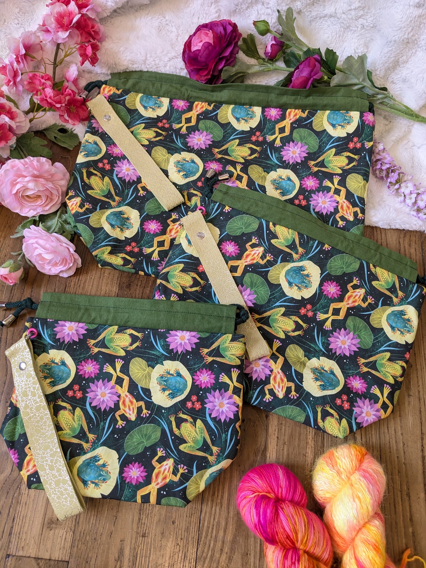 Sac à projet "Grenouilles et nénuphars"