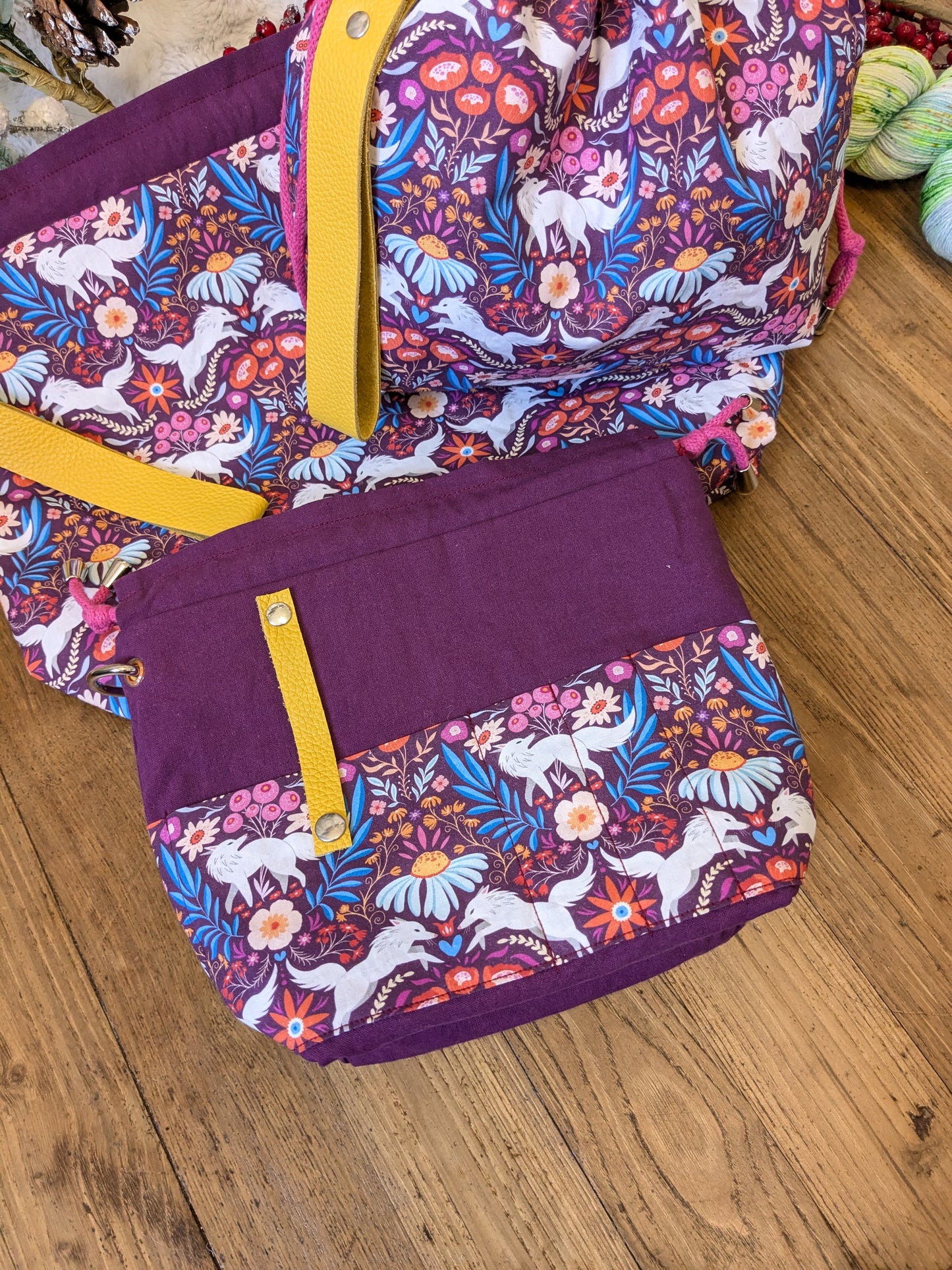 Sac à projet "Loups blancs" imprimé Lixy illustration