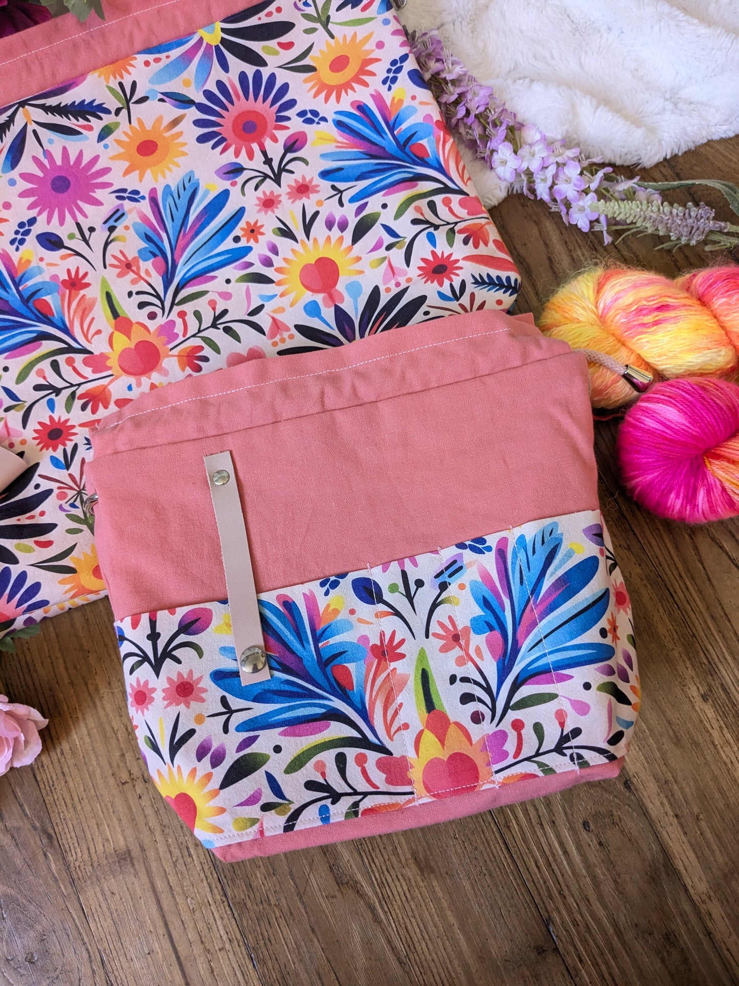 Sac à projet "Fleurs multicolores" motif La malotissu