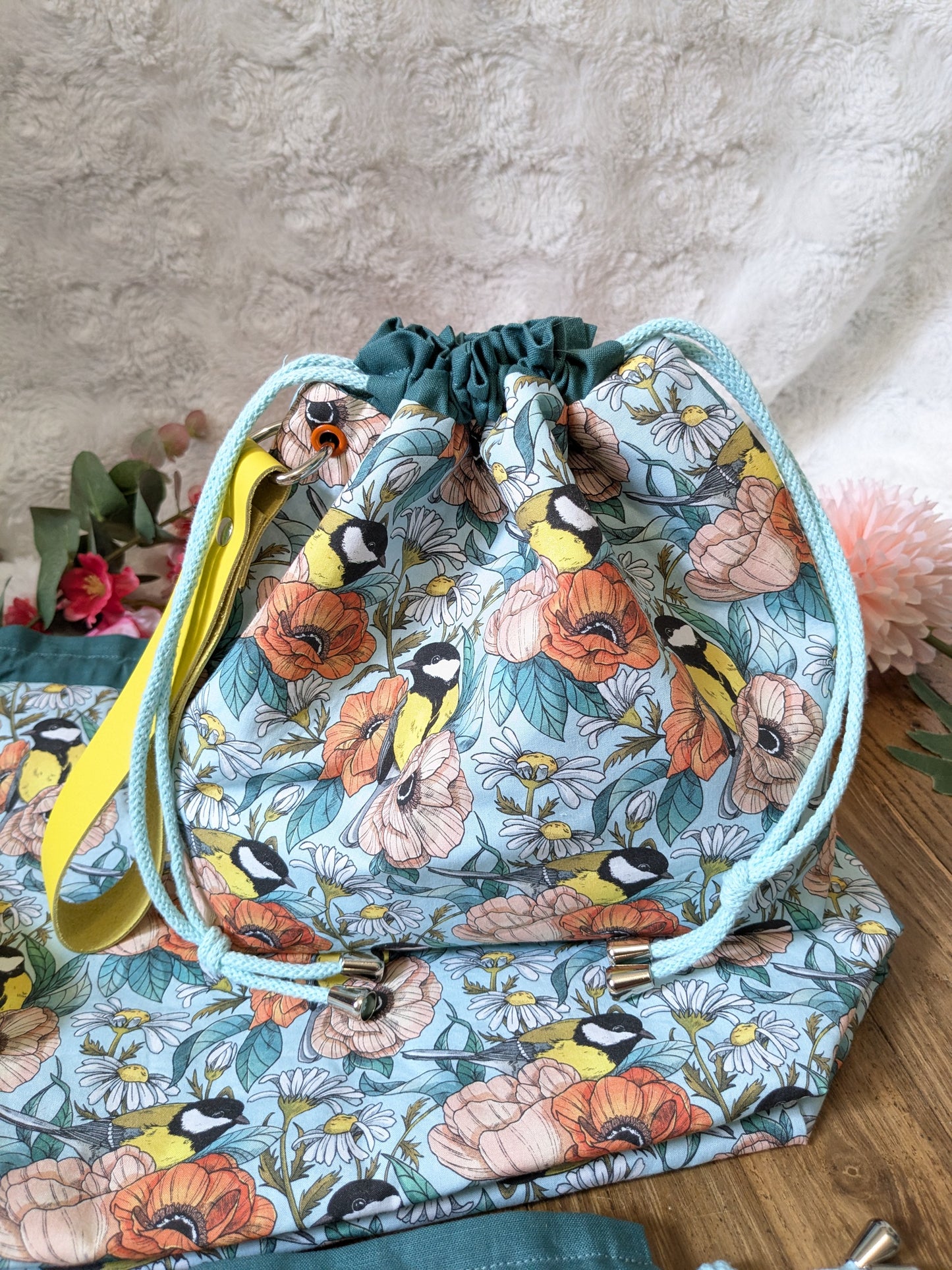 Sac à projet "Mésanges", imprimé Lixy illustration