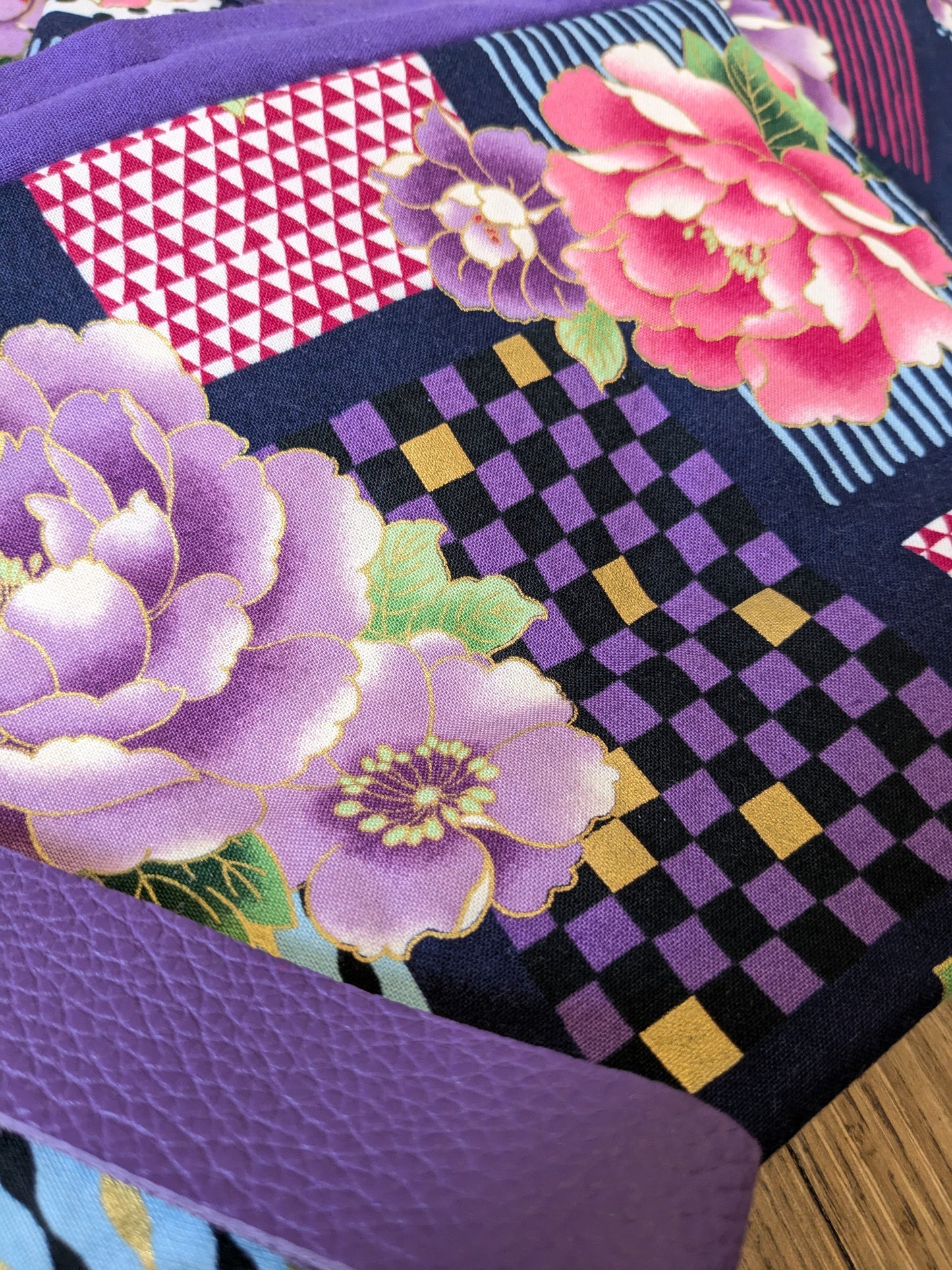 Sac à projet "Pivoines et motifs graphiques"