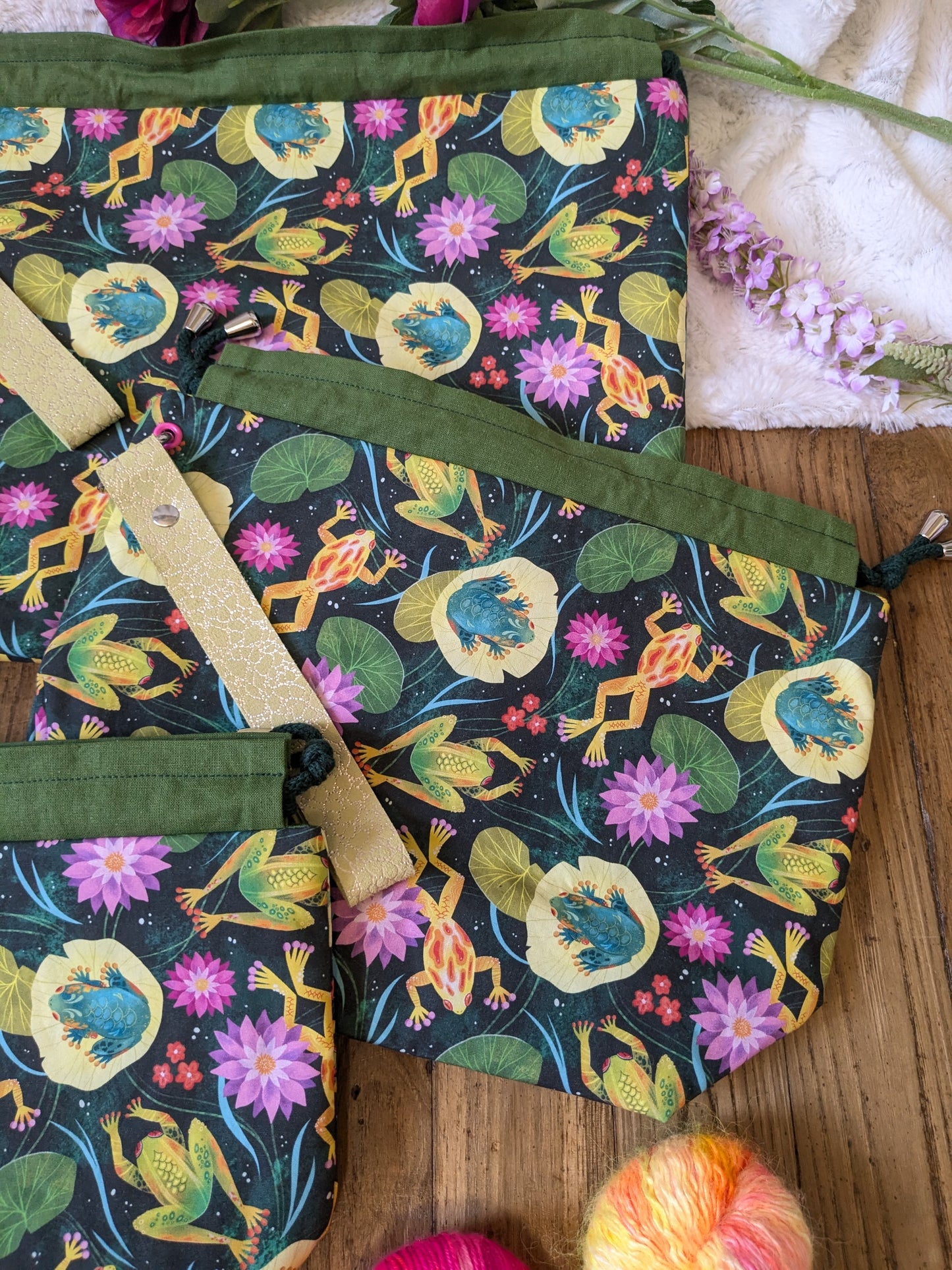 Sac à projet "Grenouilles et nénuphars"