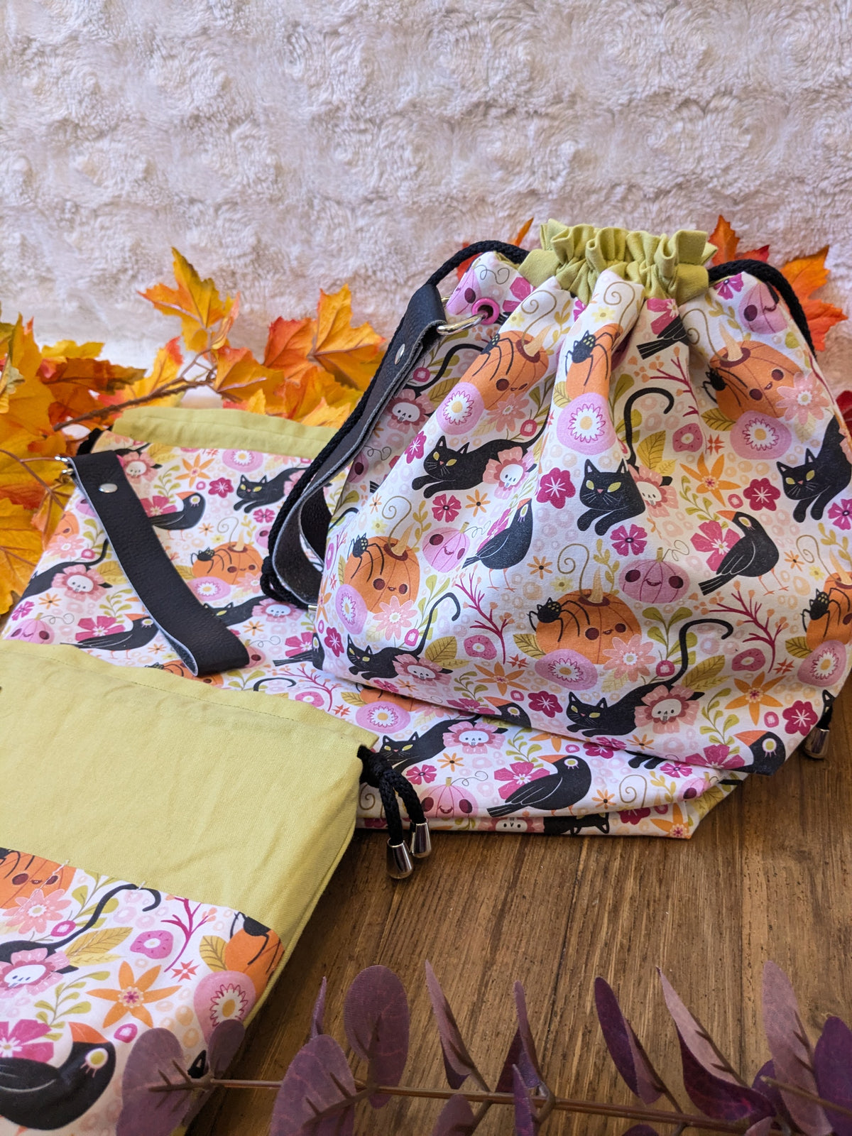 Sac à projet "Crows and cats" motif Lixy illustration