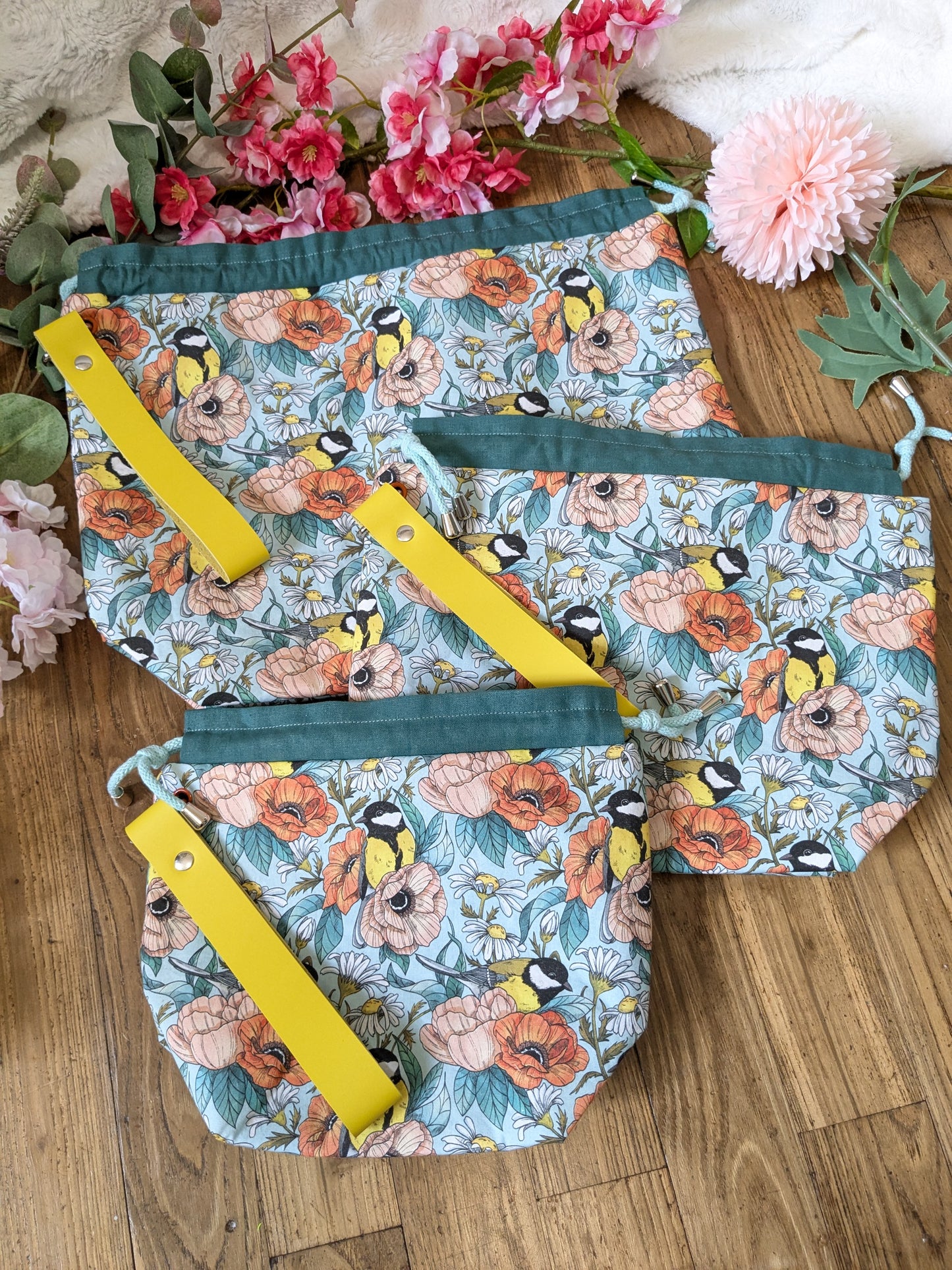 Sac à projet "Mésanges", imprimé Lixy illustration