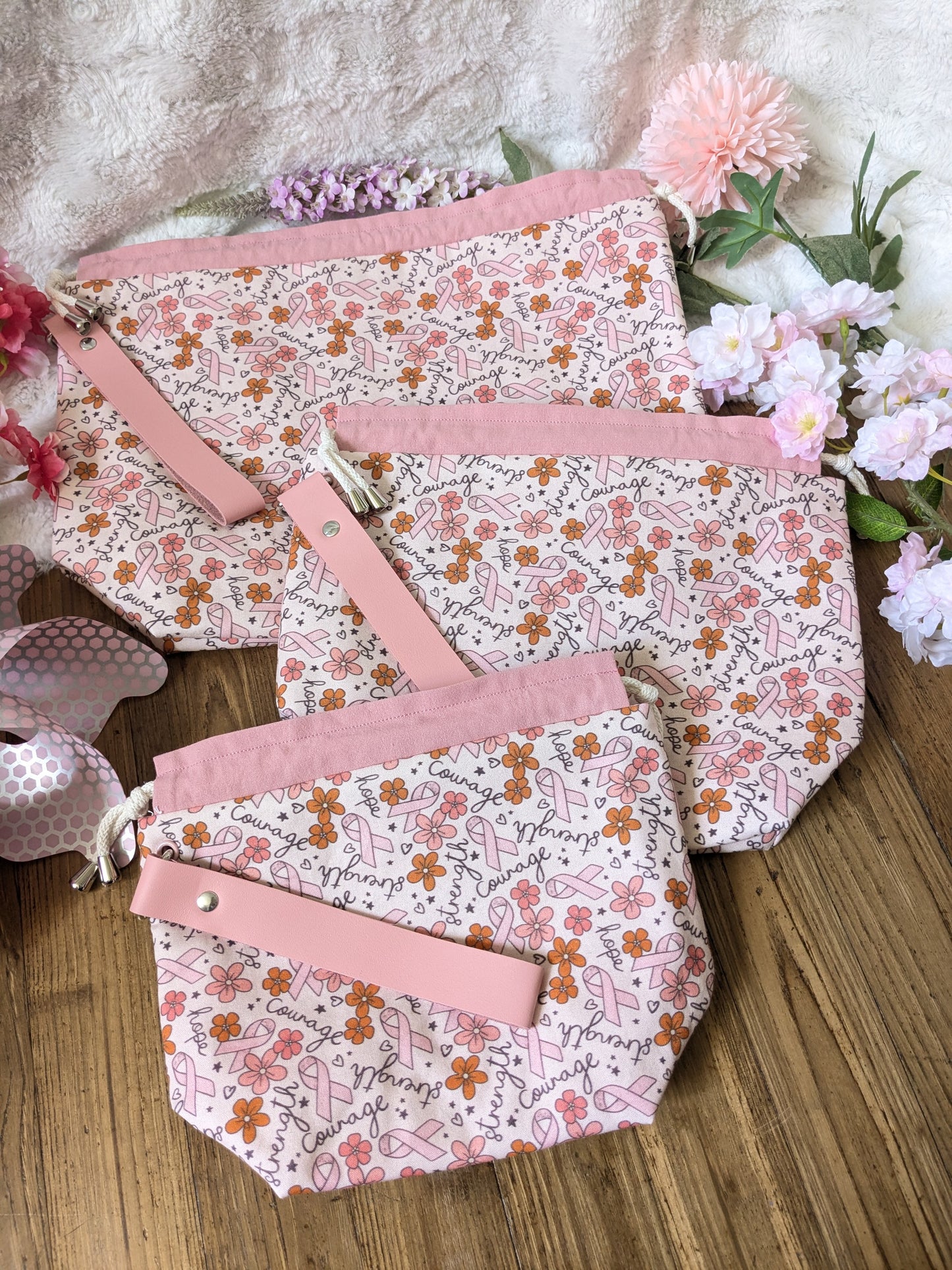 Sac à projet "Ruban rose"