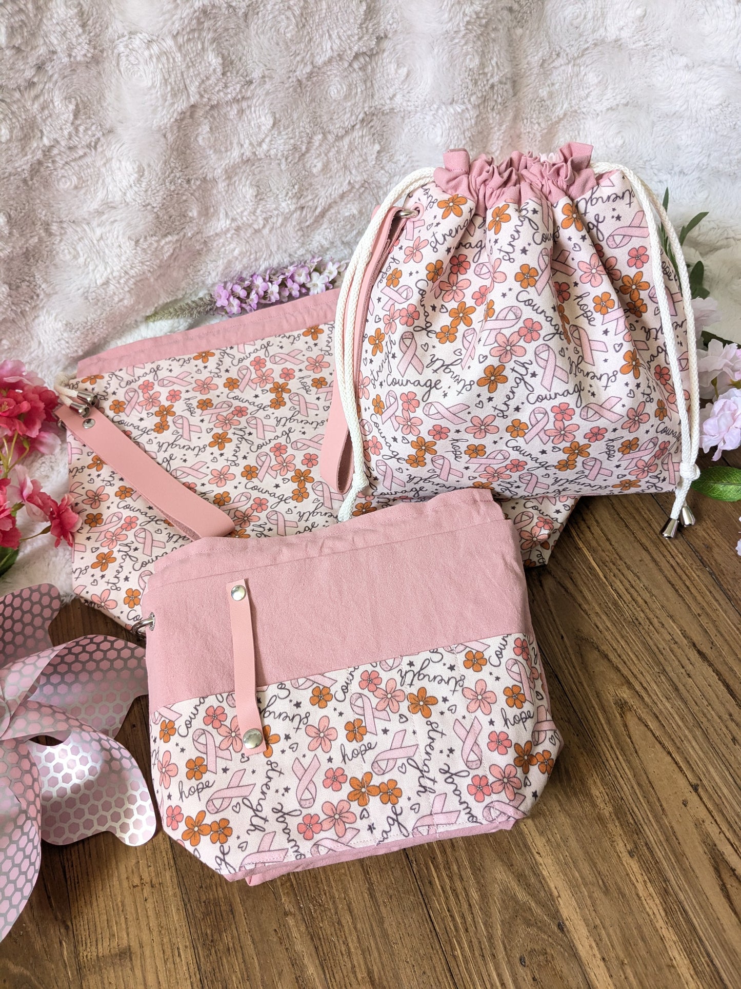 Sac à projet "Ruban rose"