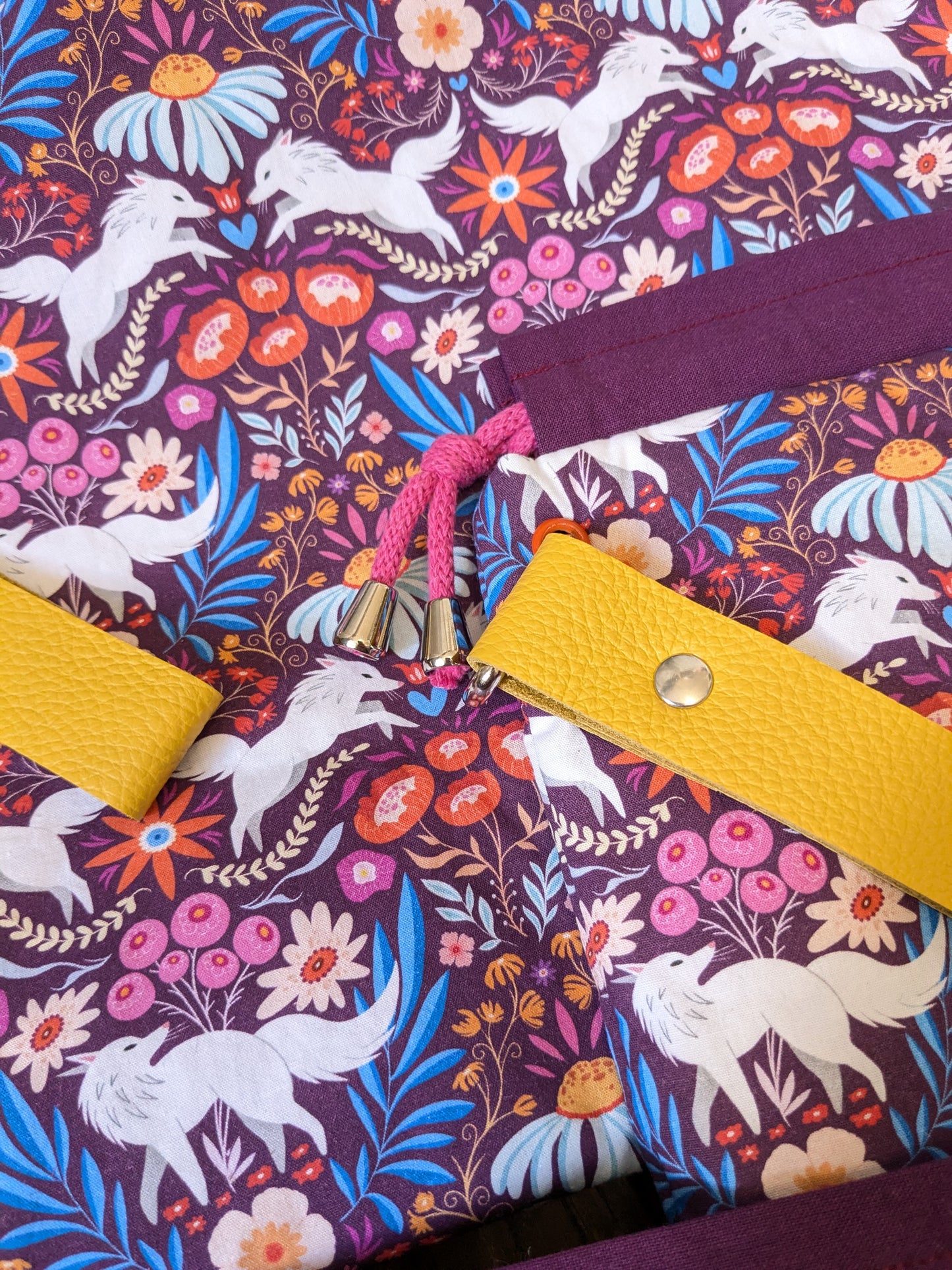 Sac à projet "Loups blancs" imprimé Lixy illustration