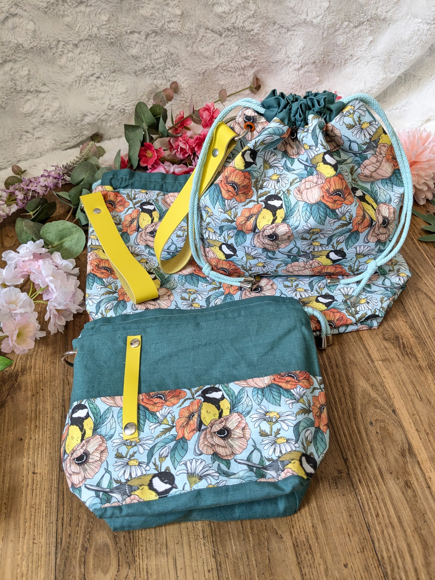 Sac à projet "Mésanges", imprimé Lixy illustration