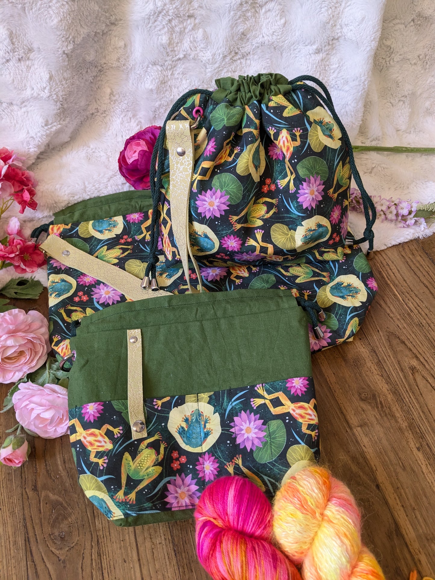 Sac à projet "Grenouilles et nénuphars"