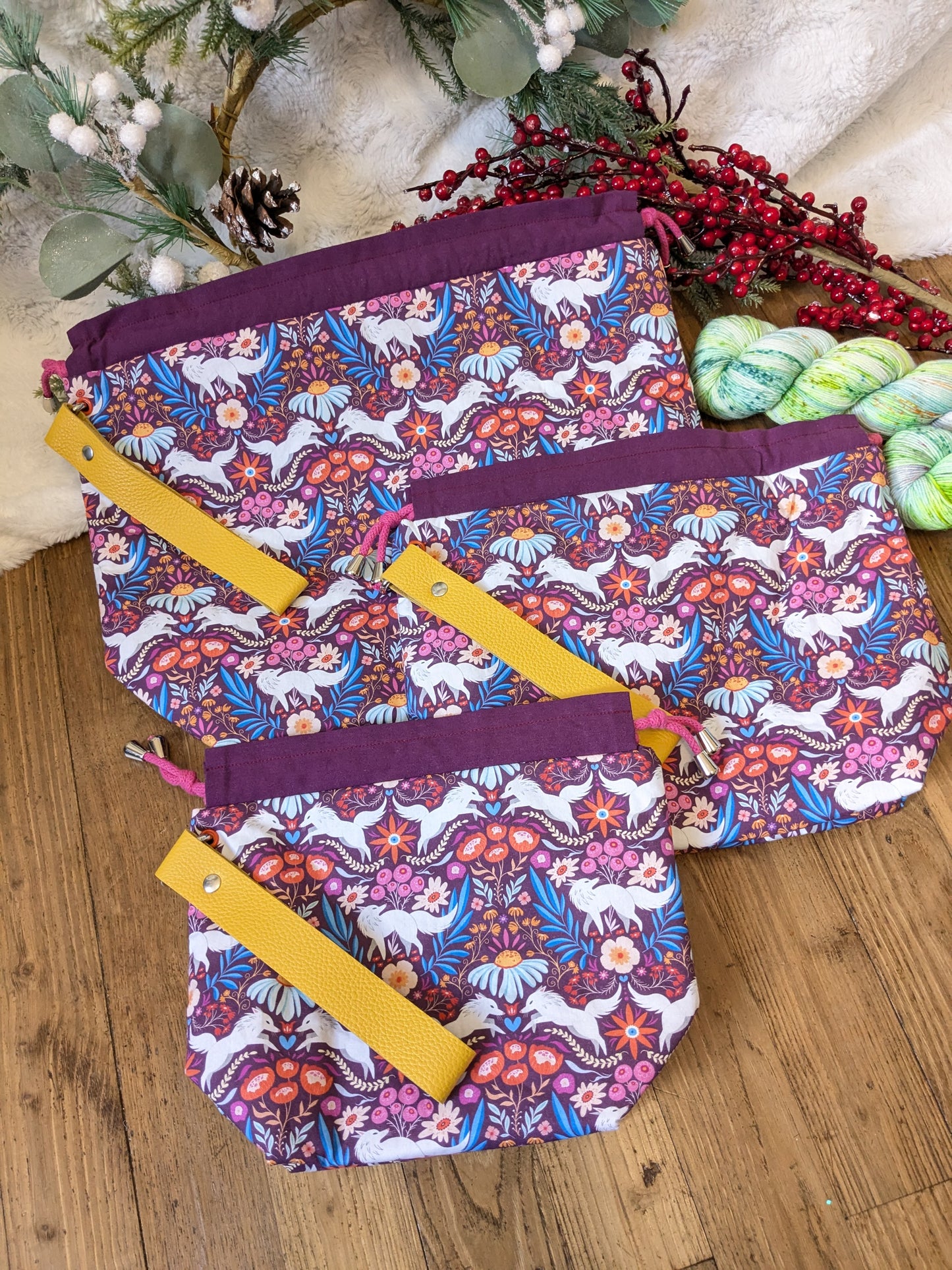 Sac à projet "Loups blancs" imprimé Lixy illustration