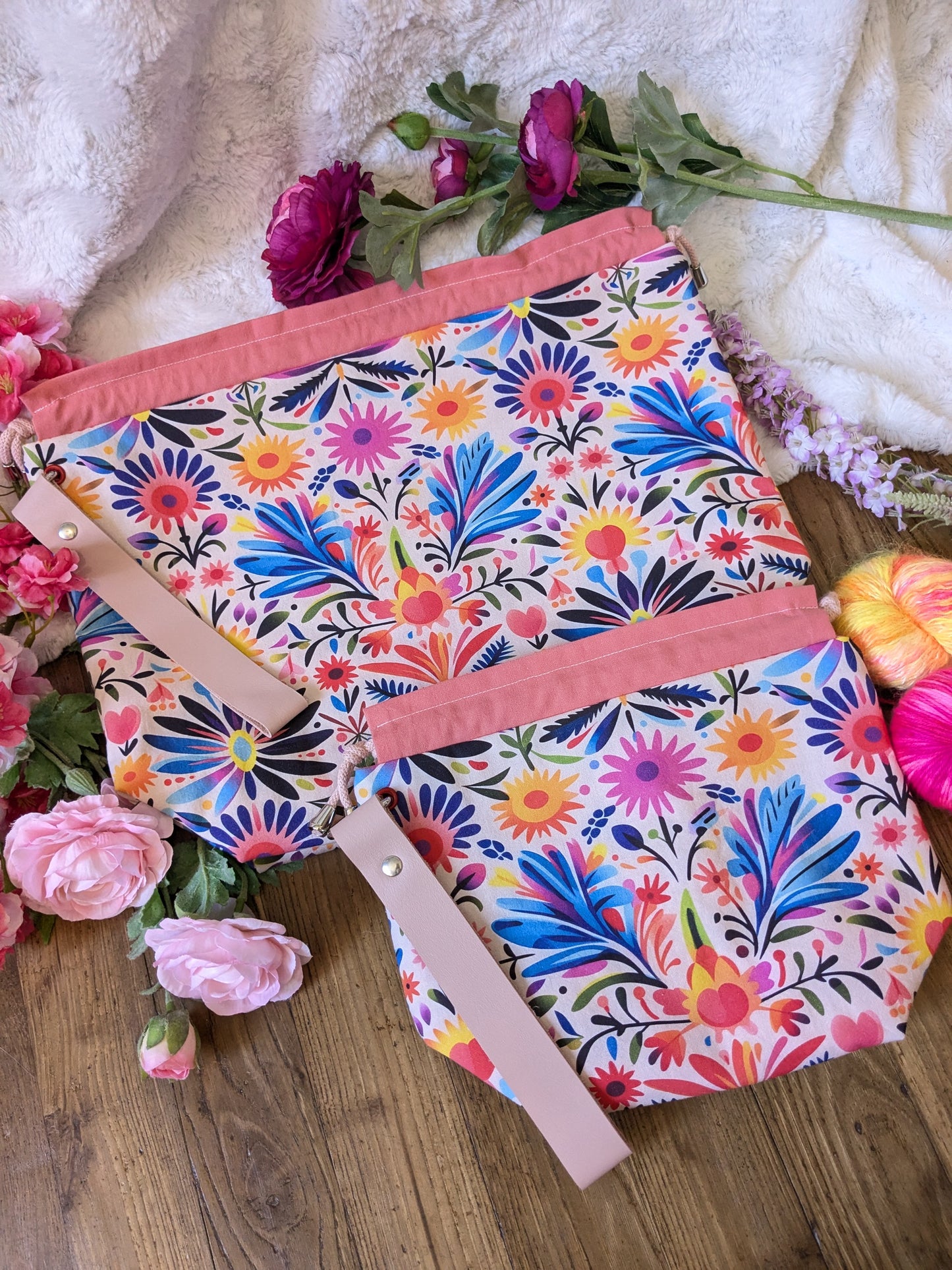 Sac à projet "Fleurs multicolores" motif La malotissu