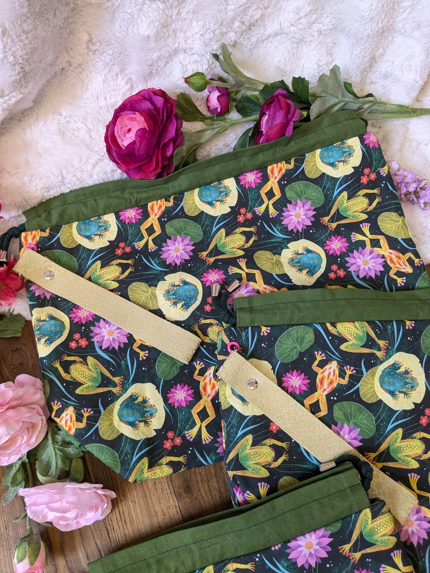 Sac à projet "Grenouilles et nénuphars"