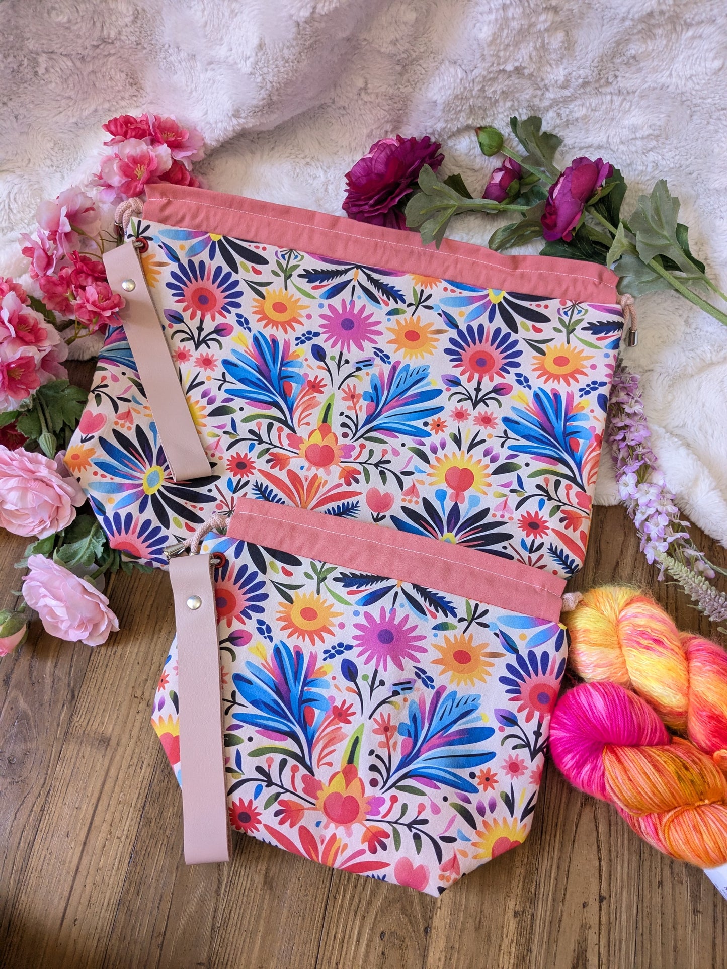 Sac à projet "Fleurs multicolores" motif La malotissu