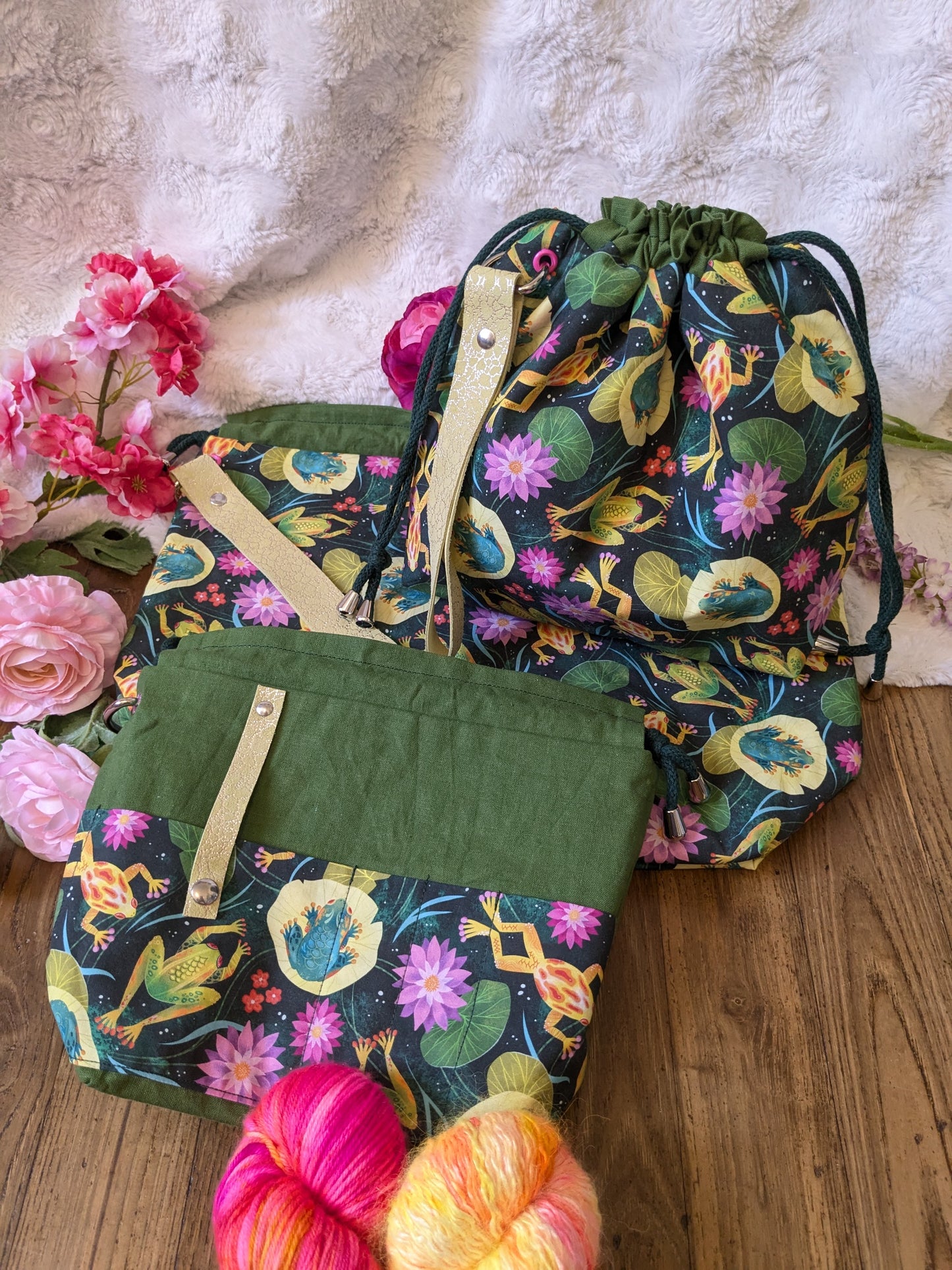 Sac à projet "Grenouilles et nénuphars"
