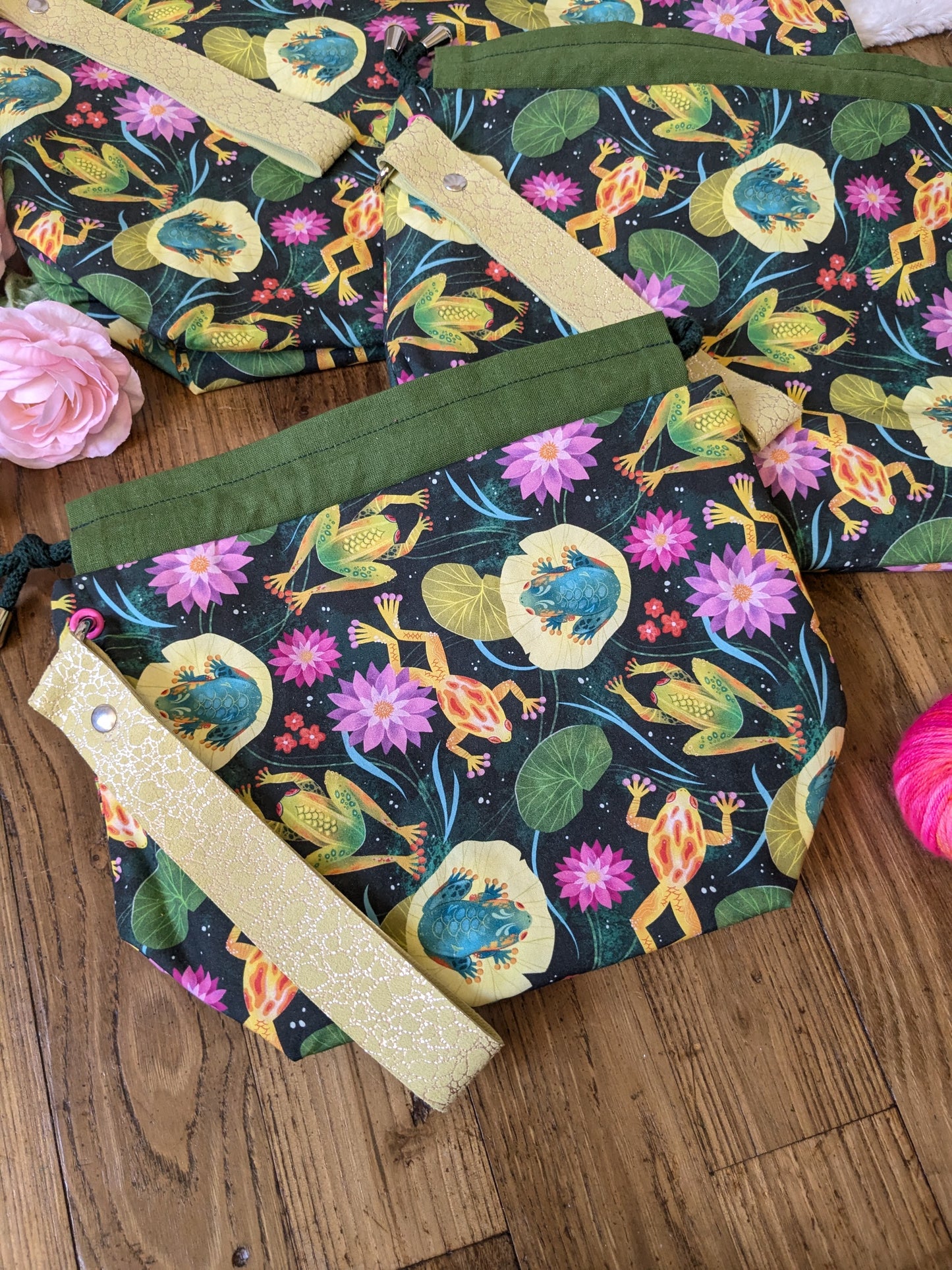 Sac à projet "Grenouilles et nénuphars"