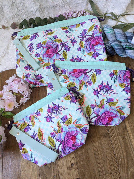 Sac à projet "Pivoines violettes"
