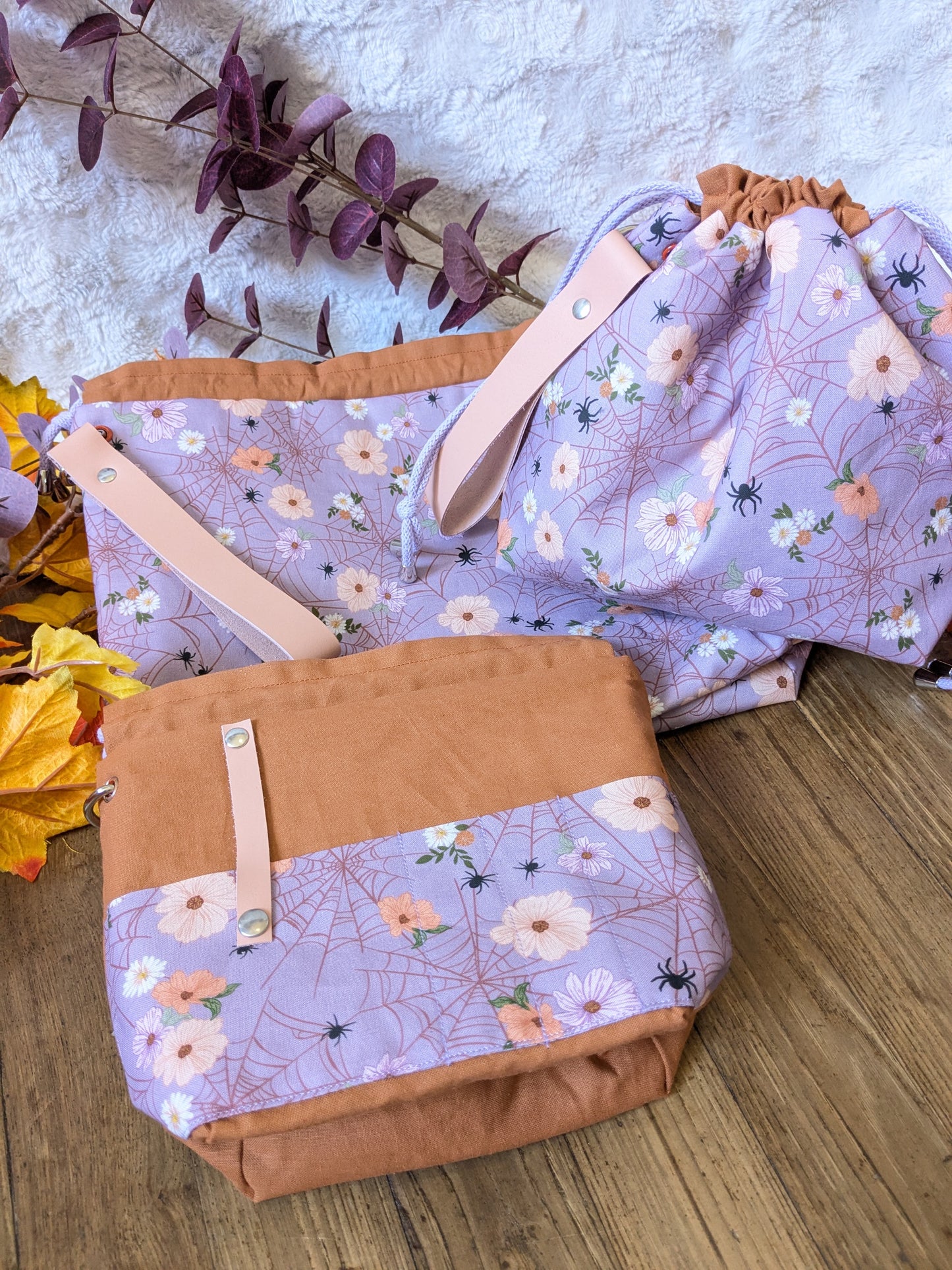 Sac à projet "Spiders and flower"
