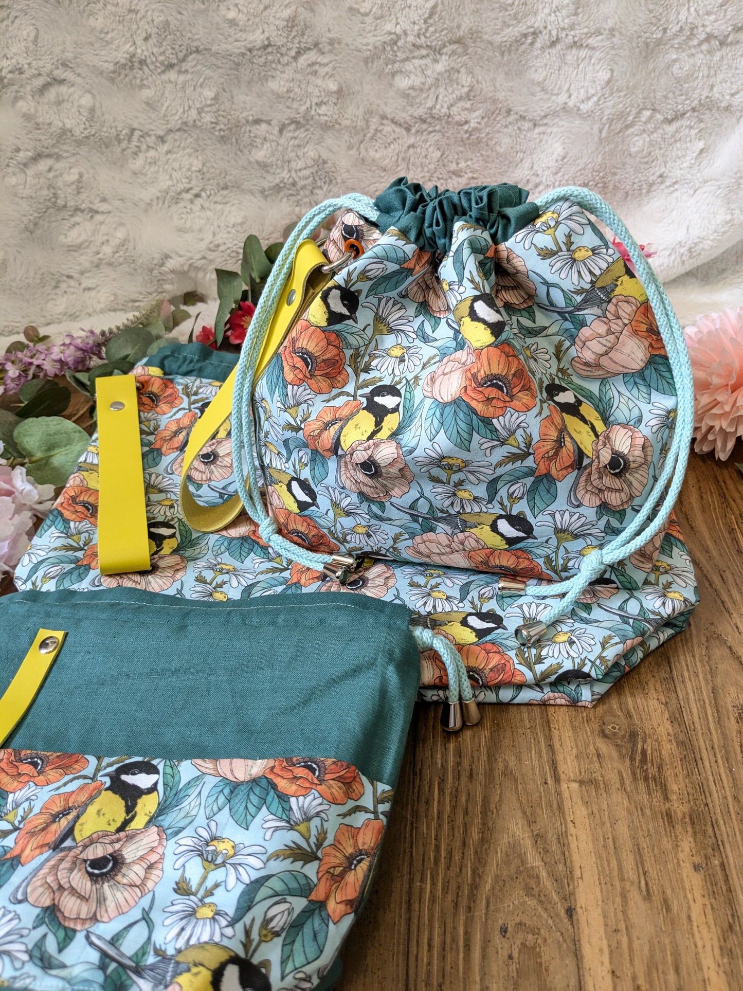 Sac à projet "Mésanges", imprimé Lixy illustration