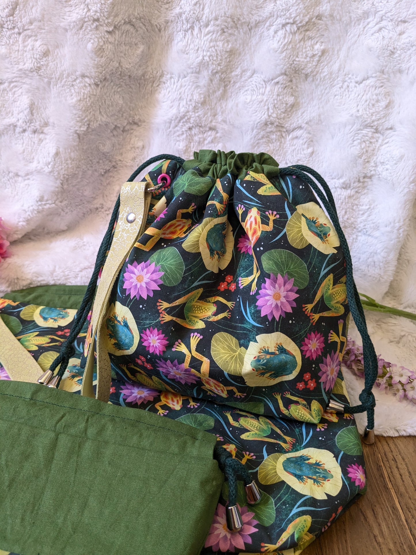 Sac à projet "Grenouilles et nénuphars"