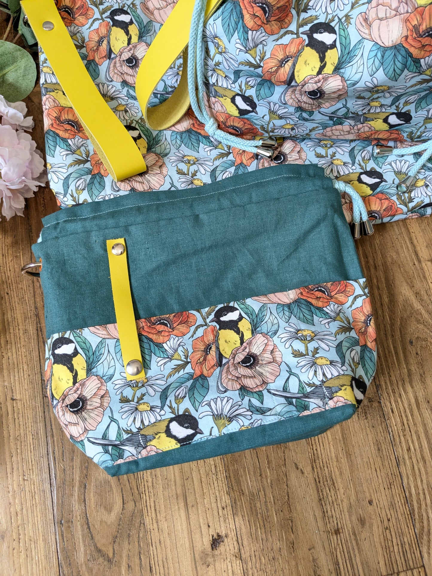 Sac à projet "Mésanges", imprimé Lixy illustration