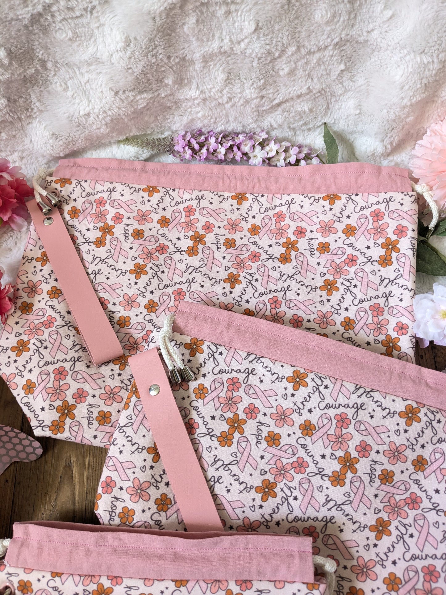 Sac à projet "Ruban rose"