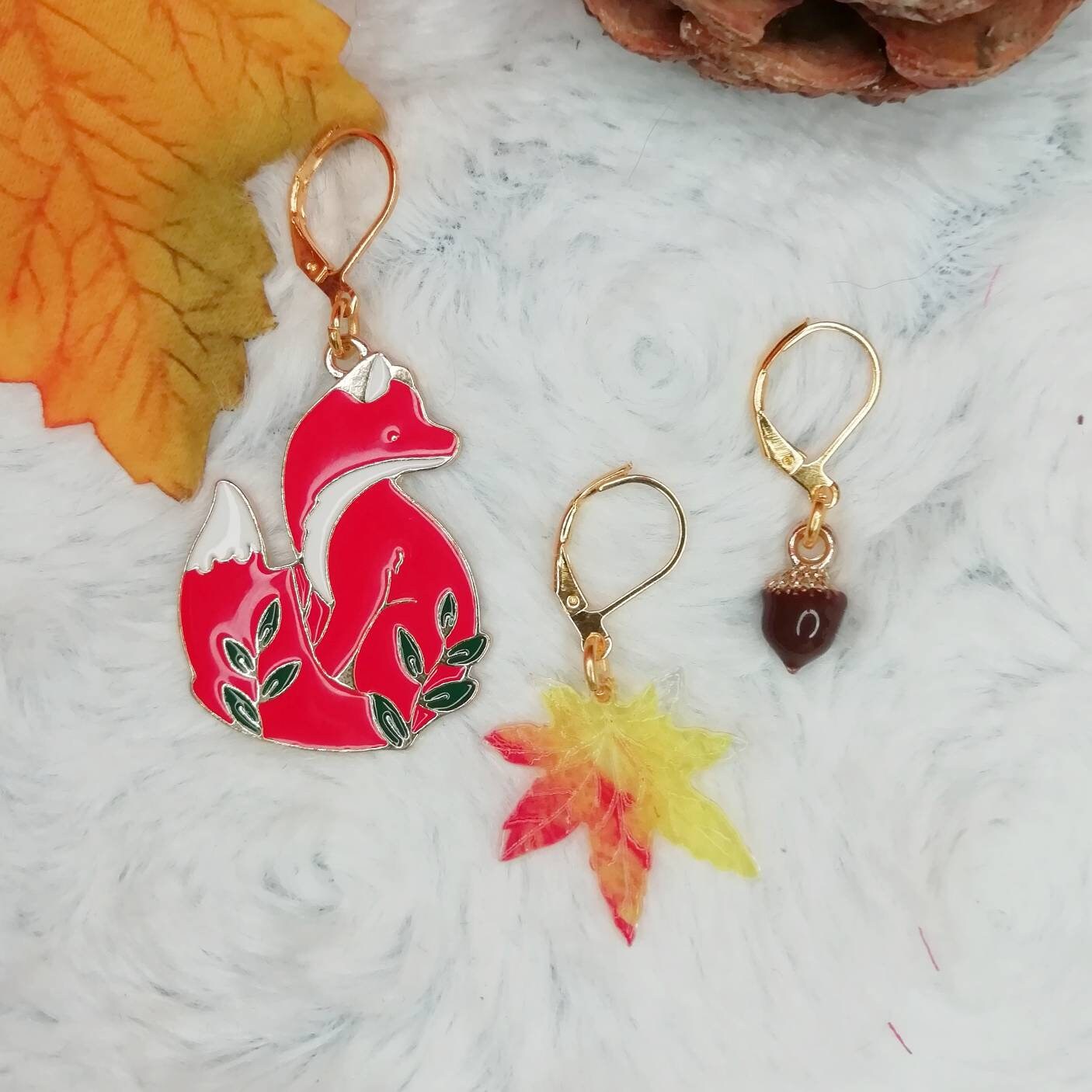 Marqueur de maille pour crochet / stitch marker "Renard d'automne"