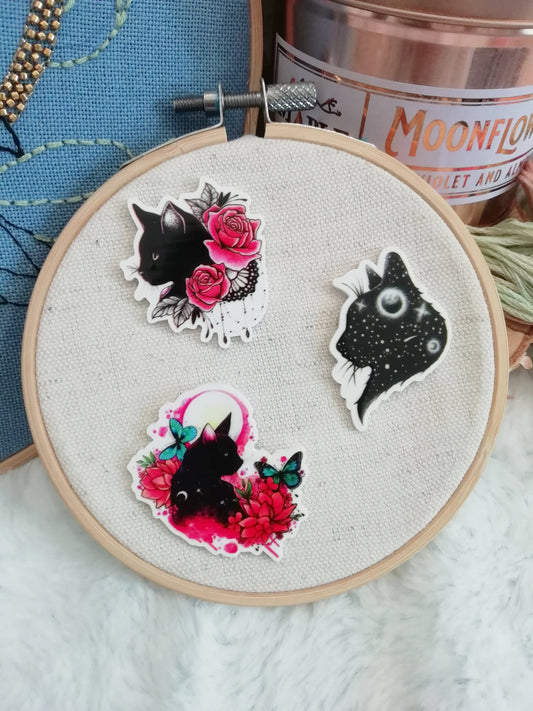 Magnetic needle holder / needle minder "Galaxy cat", "Cat and roses" or "Cat and moon"