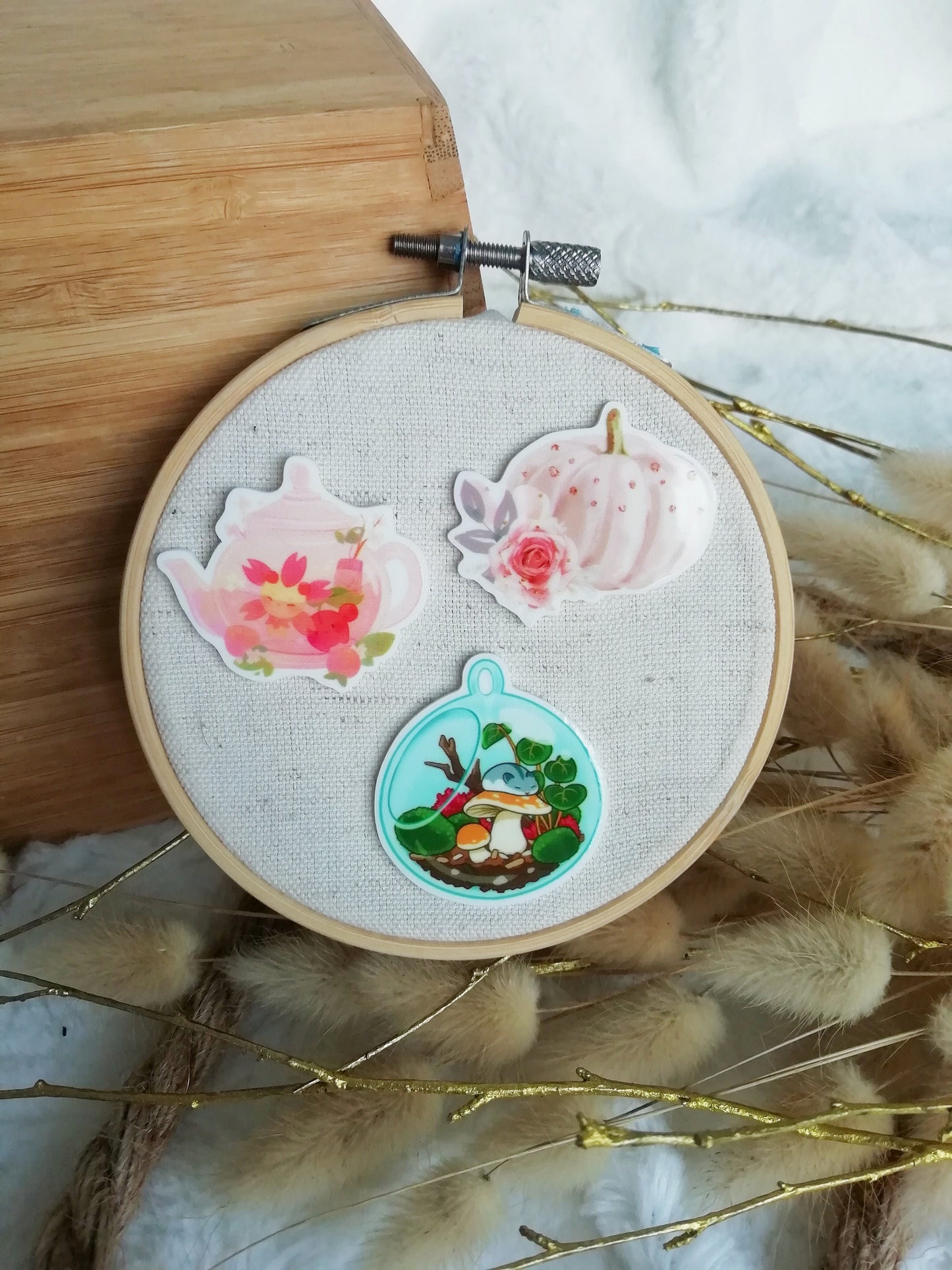 Porte aiguille aimanté / needle minder "Theiere sakura", "Citrouille romance" ou "Terrarium d'automne"