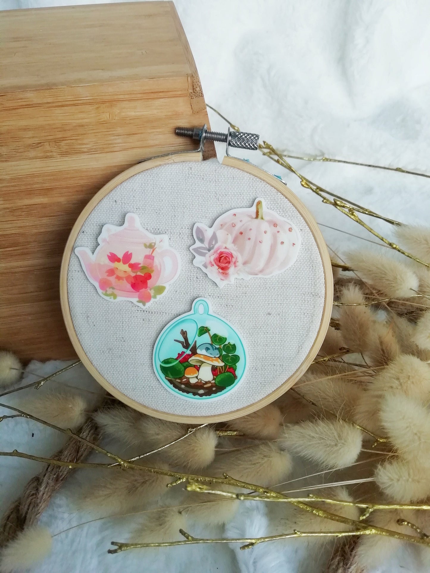 Porte aiguille aimanté / needle minder "Theiere sakura", "Citrouille romance" ou "Terrarium d'automne"