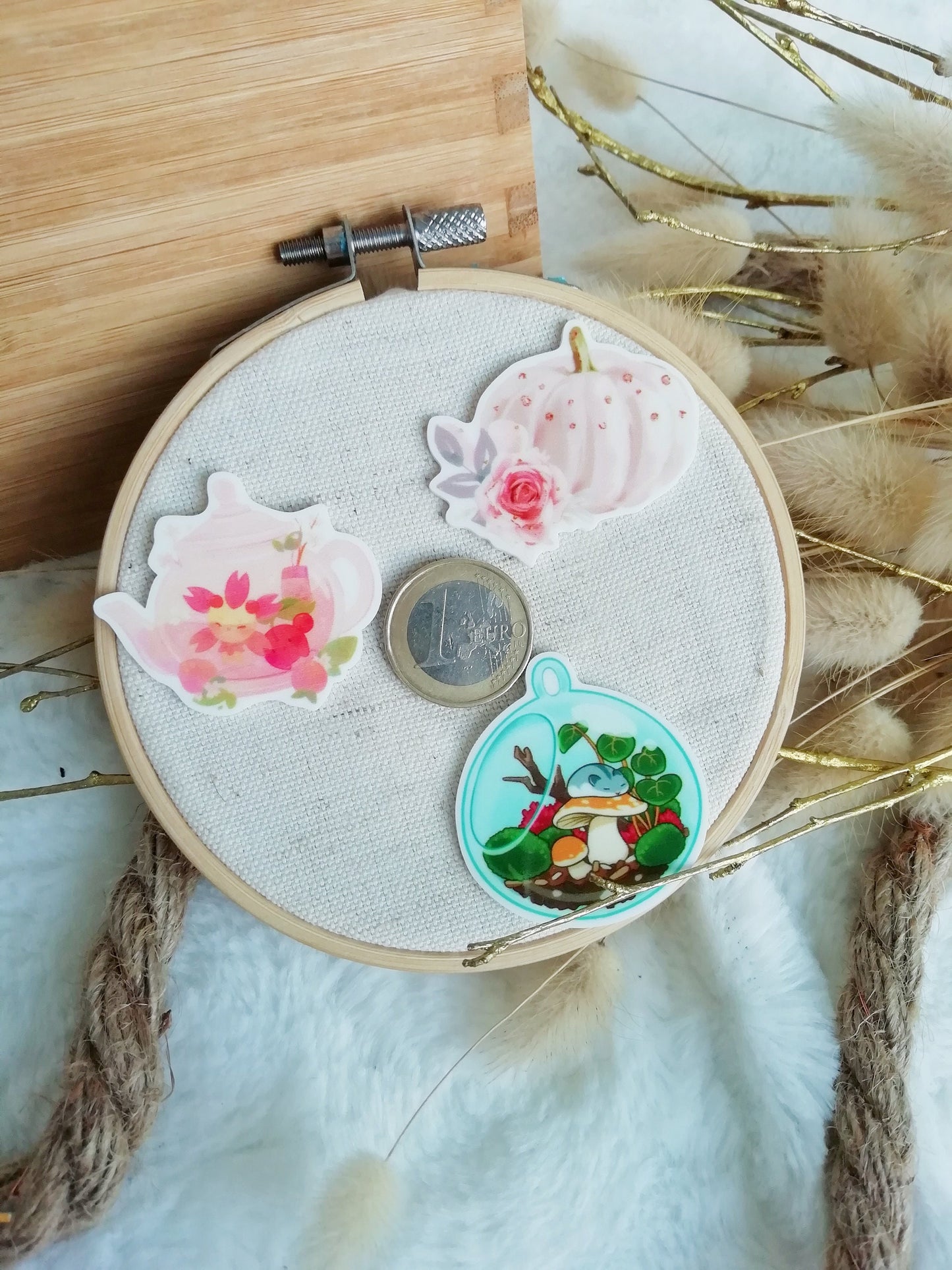 Porte aiguille aimanté / needle minder "Theiere sakura", "Citrouille romance" ou "Terrarium d'automne"