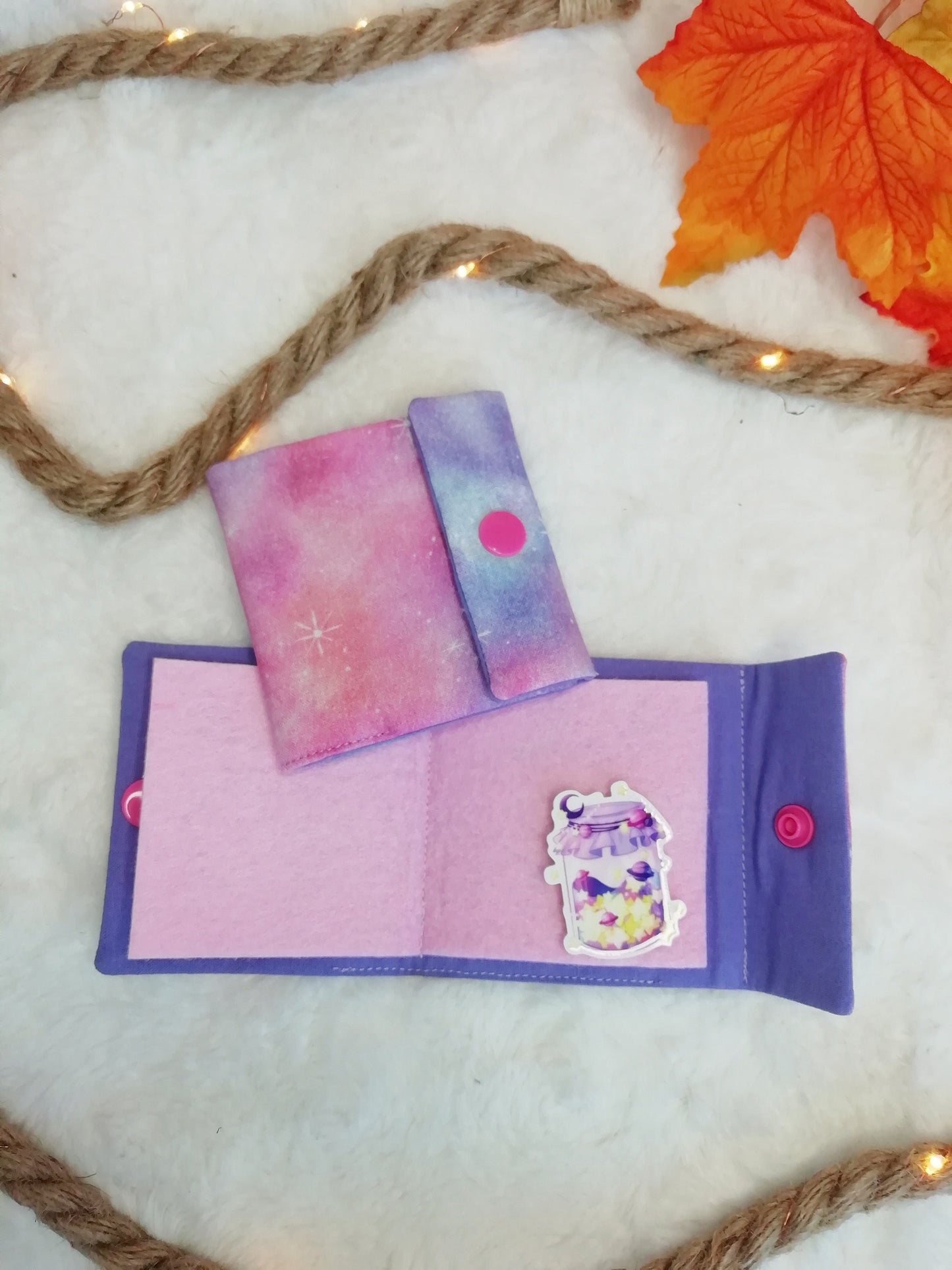 Needlepoint notebook / travel needle holder "Crystals and divination", "Cherry tree branches" and "Pastel galaxy"