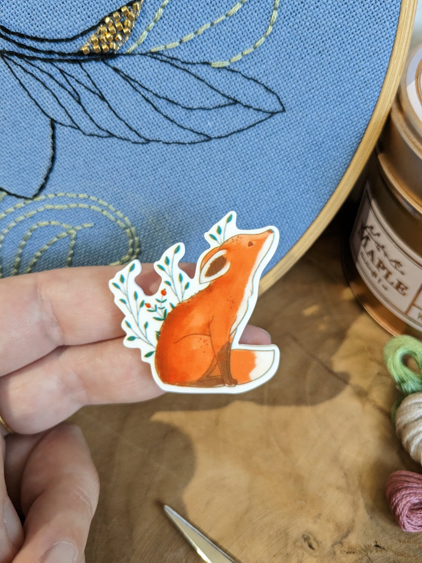 Magnetic needle holder / needle minder "Watercolor fox", "Leafy fox" or "Flower fox"