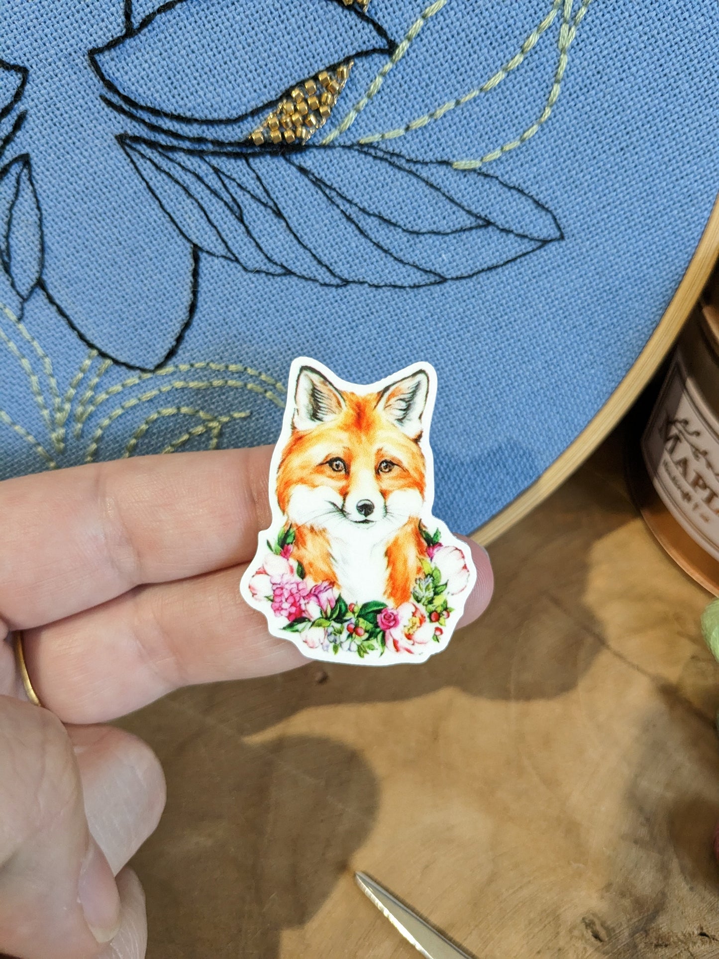 Magnetic needle holder / needle minder "Watercolor fox", "Leafy fox" or "Flower fox"