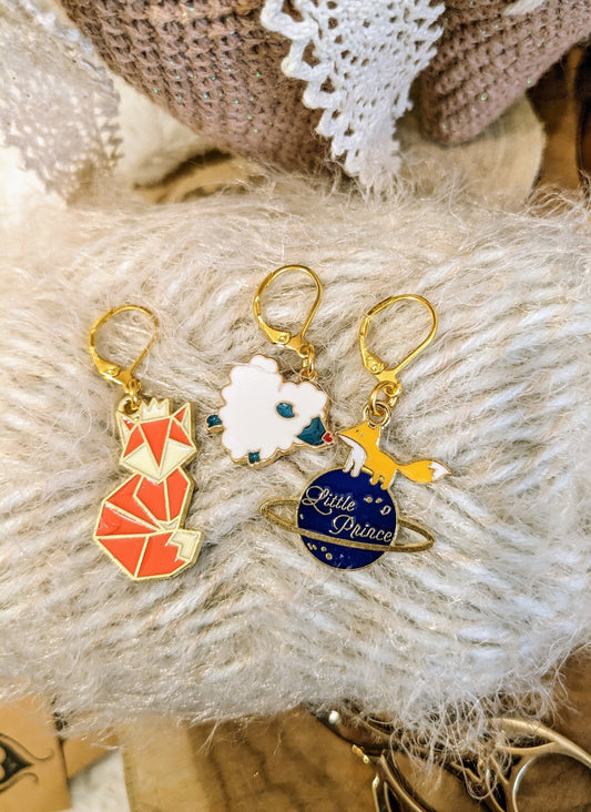 Stitch marker / stitch marker Origami fox, Woolly heart and Little prince