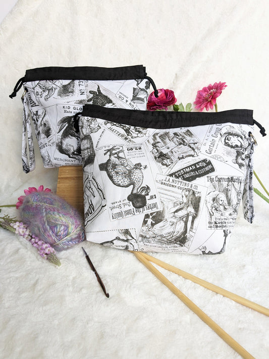 Sac a projet Basic "Lewis Carroll in wonderland" / sac a encours tricot et/ou crochet